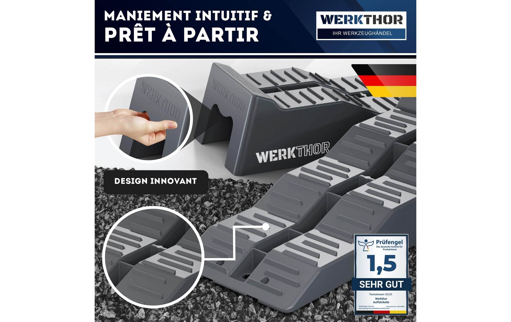 Werkthor Flacher Auffahrkeil – 19 cm – 2 Stk. – mit Transporttasche – bis 5 Tonnen