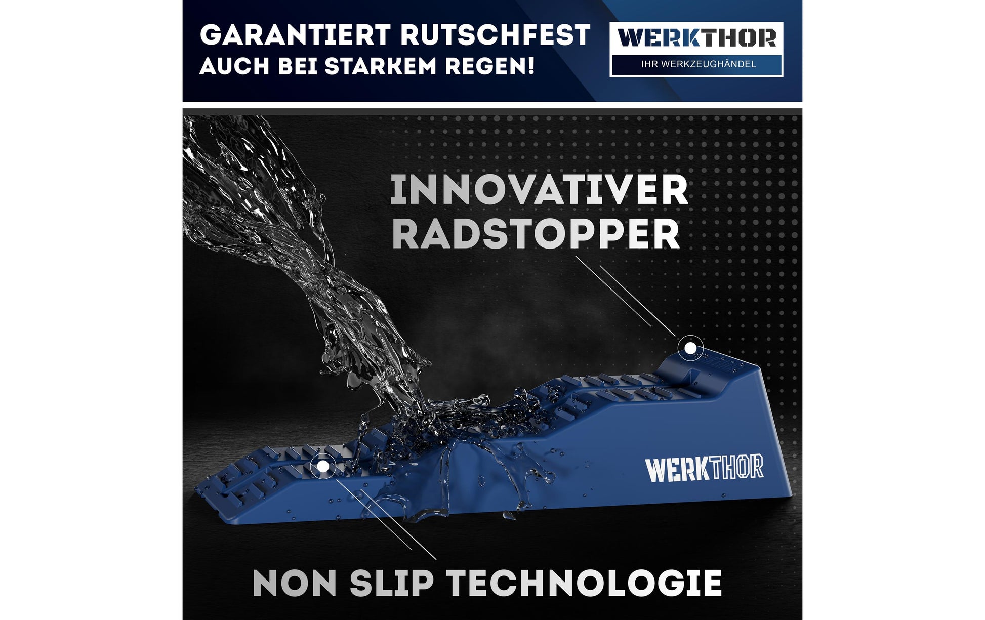 Werkthor Flacher Auffahrkeil – Breite 19 cm, Tragkraft bis 5 t, Blau, 2 Stk.