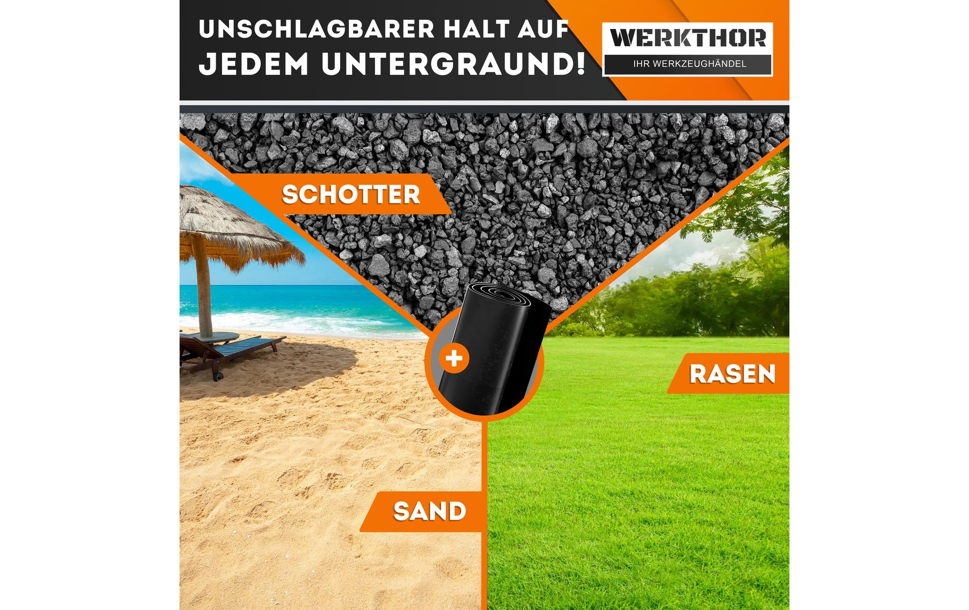 Werkthor Stufenlose Auffahrkeile – Breite 15,4 cm, Tragkraft bis 13,5 t, Orange, 2 Stk.