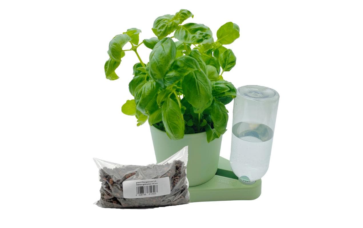 Greevi Kräuterheld Selbstbewässernder Pflanztopf – Ø 10,5 × 21 cm – 1000 ml – Kunststoff, Hellgrün