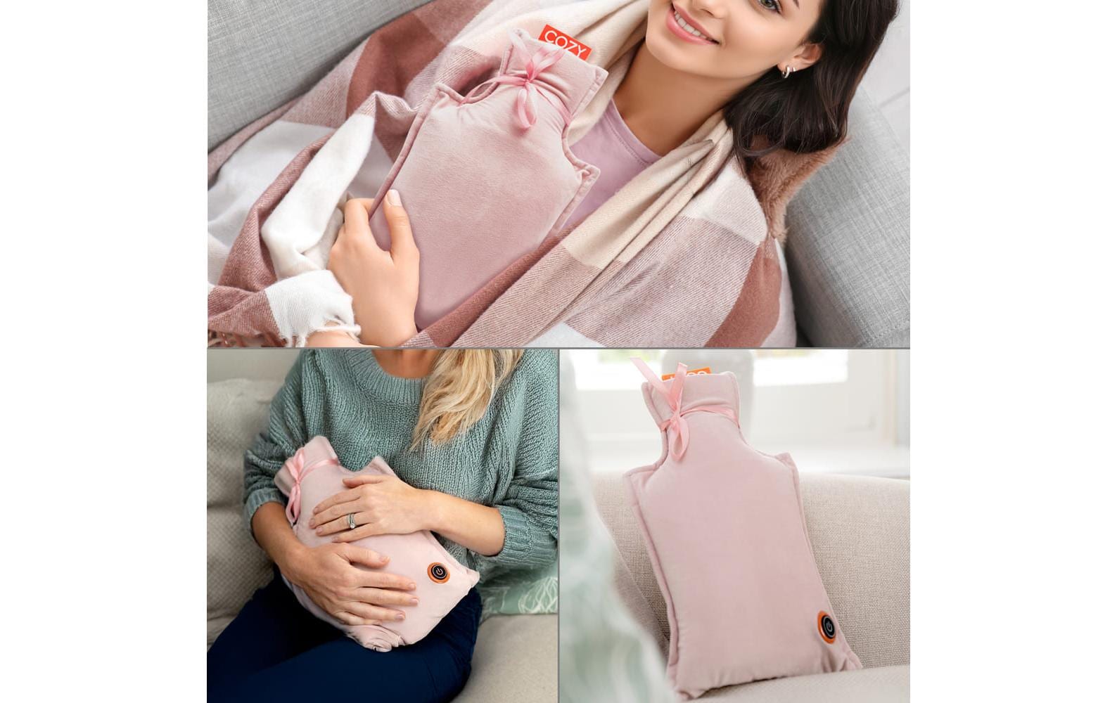 Bodi-tek Elektrische Wärmflasche – 24 × 35 cm, rosa, USB 3 Stufen