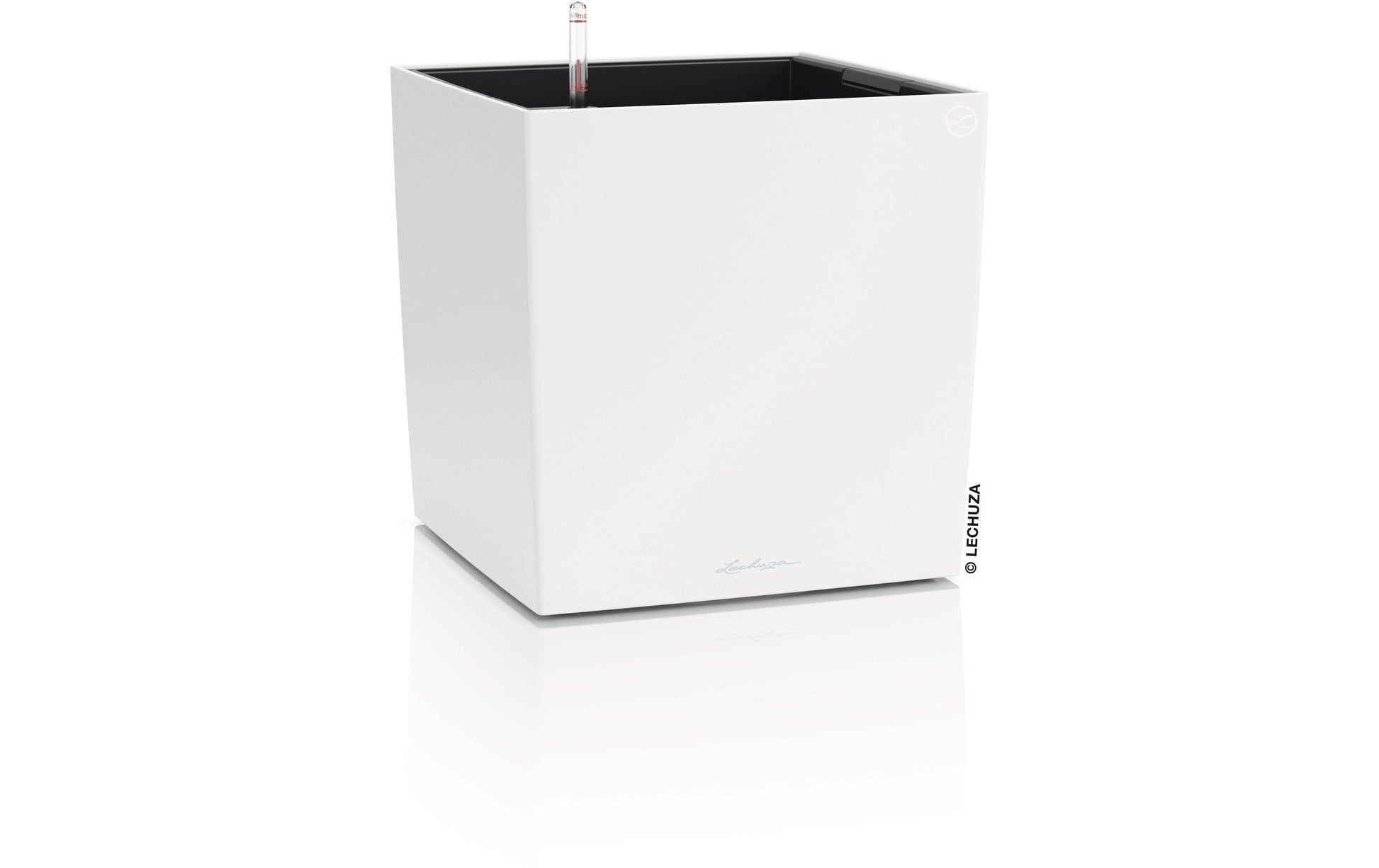 LECHUZA CUBE Color 40 Pflanzkübel – für den Innenbereich, mit automatischer Bewässerung – Kunststoff, Weiss
