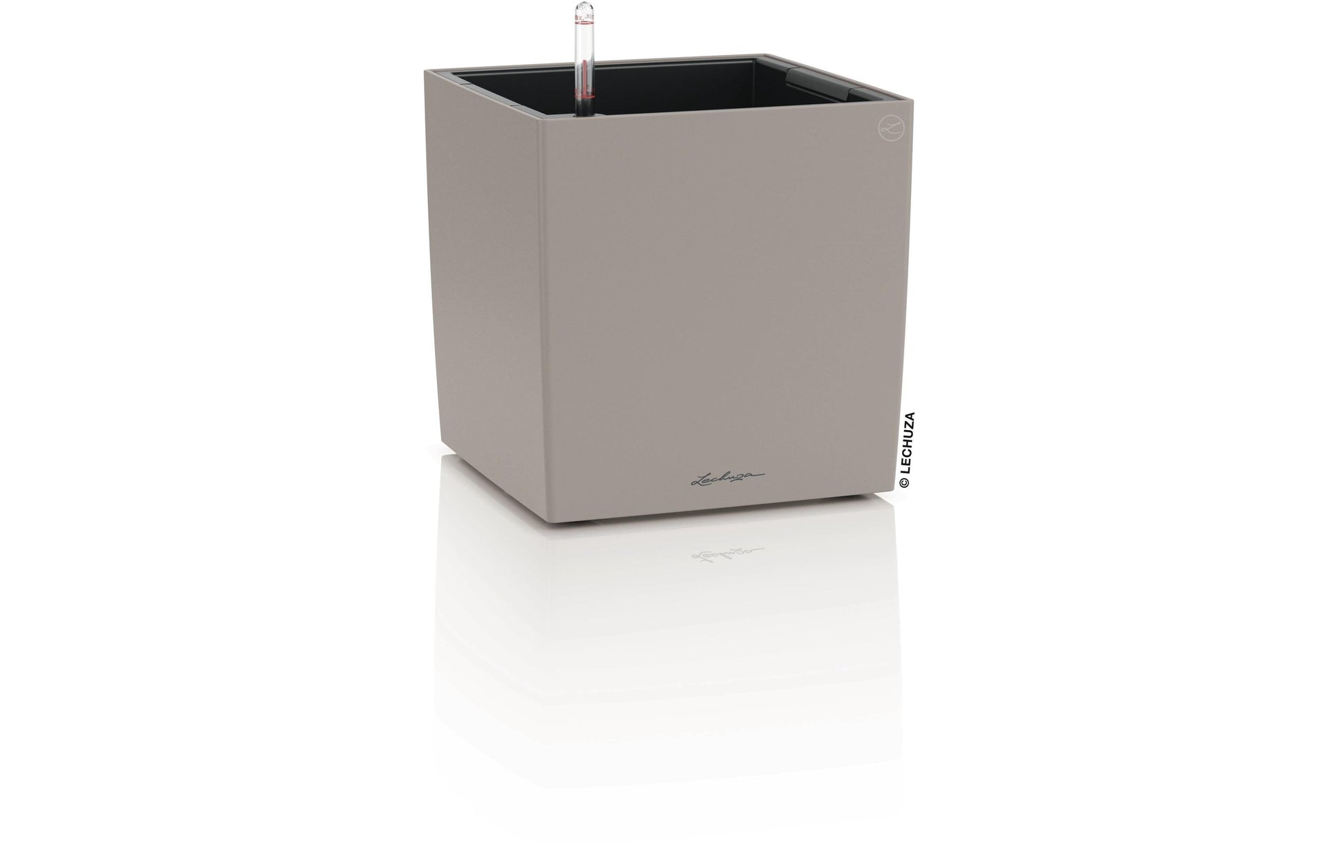 LECHUZA Pflanzkübel CUBE Color 30 – rechteckig, Kunststoff, sandbraun, mit Bewässerungssystem, für Innenbereich