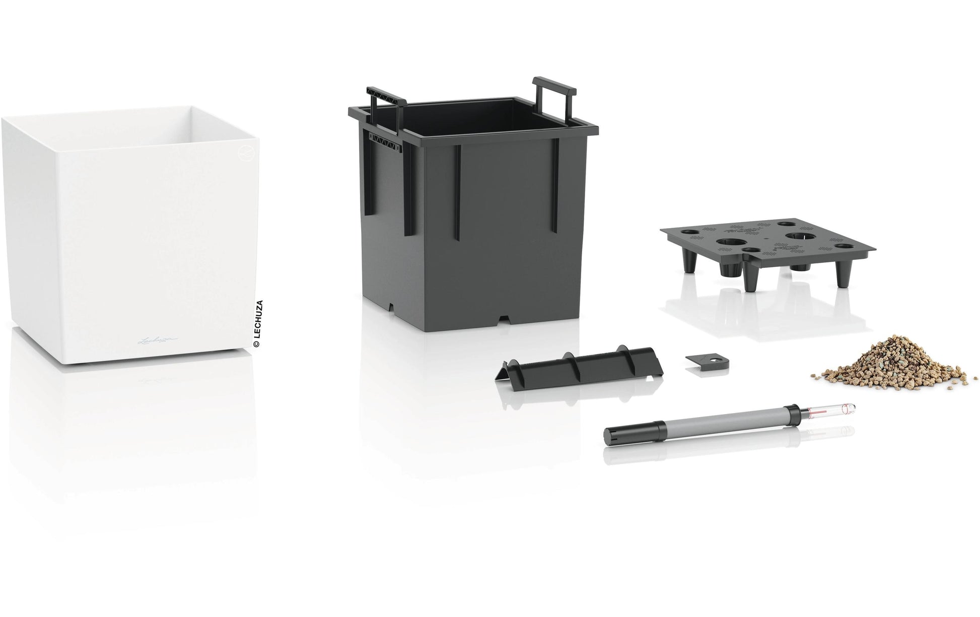 LECHUZA CUBE Color 30 Pflanzkübel – Automatische Bewässerung – Kunststoff, Weiss