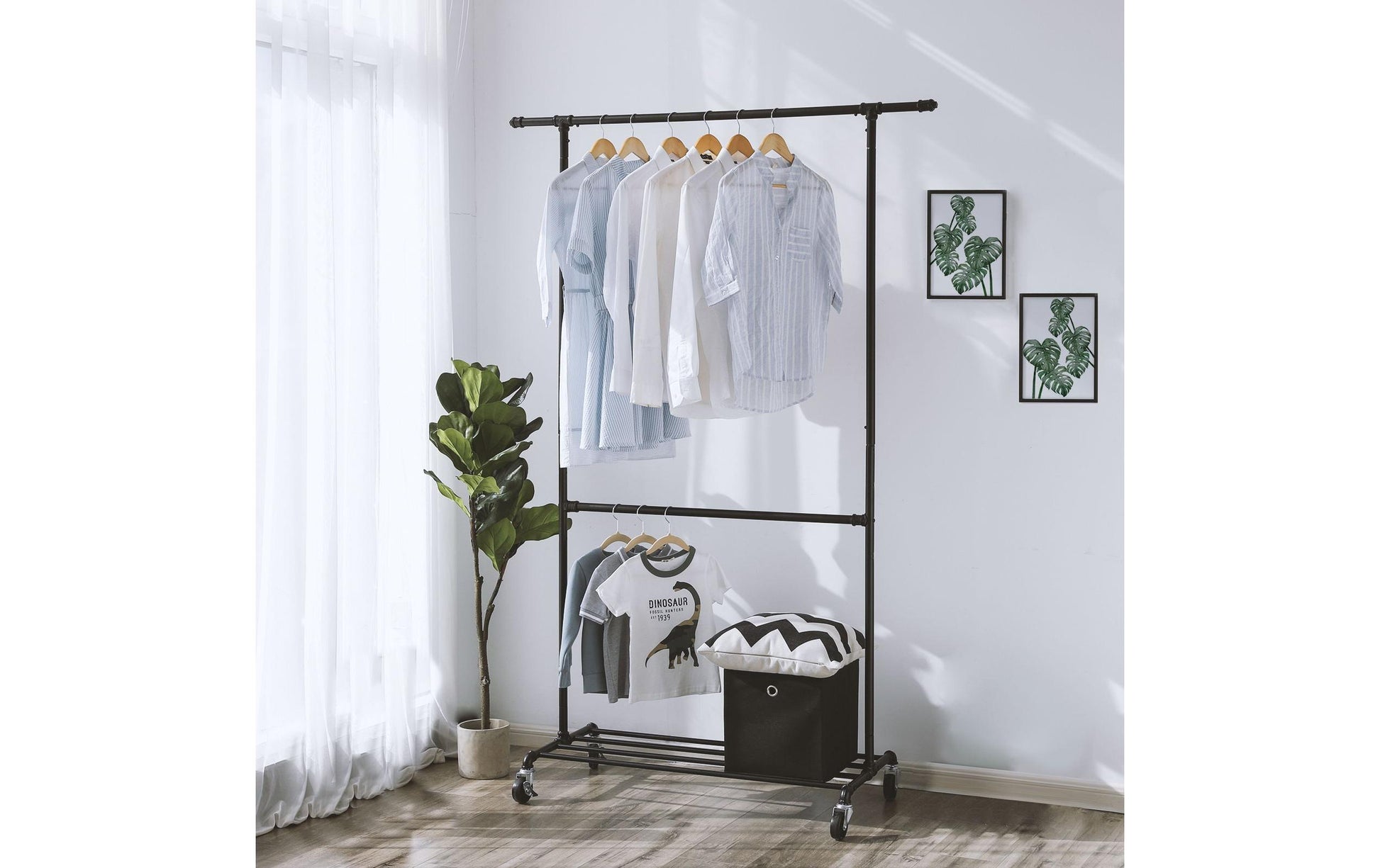 Songmics Garderobenständer – Stahl, Schwarz, 130 × 49 × 198 cm