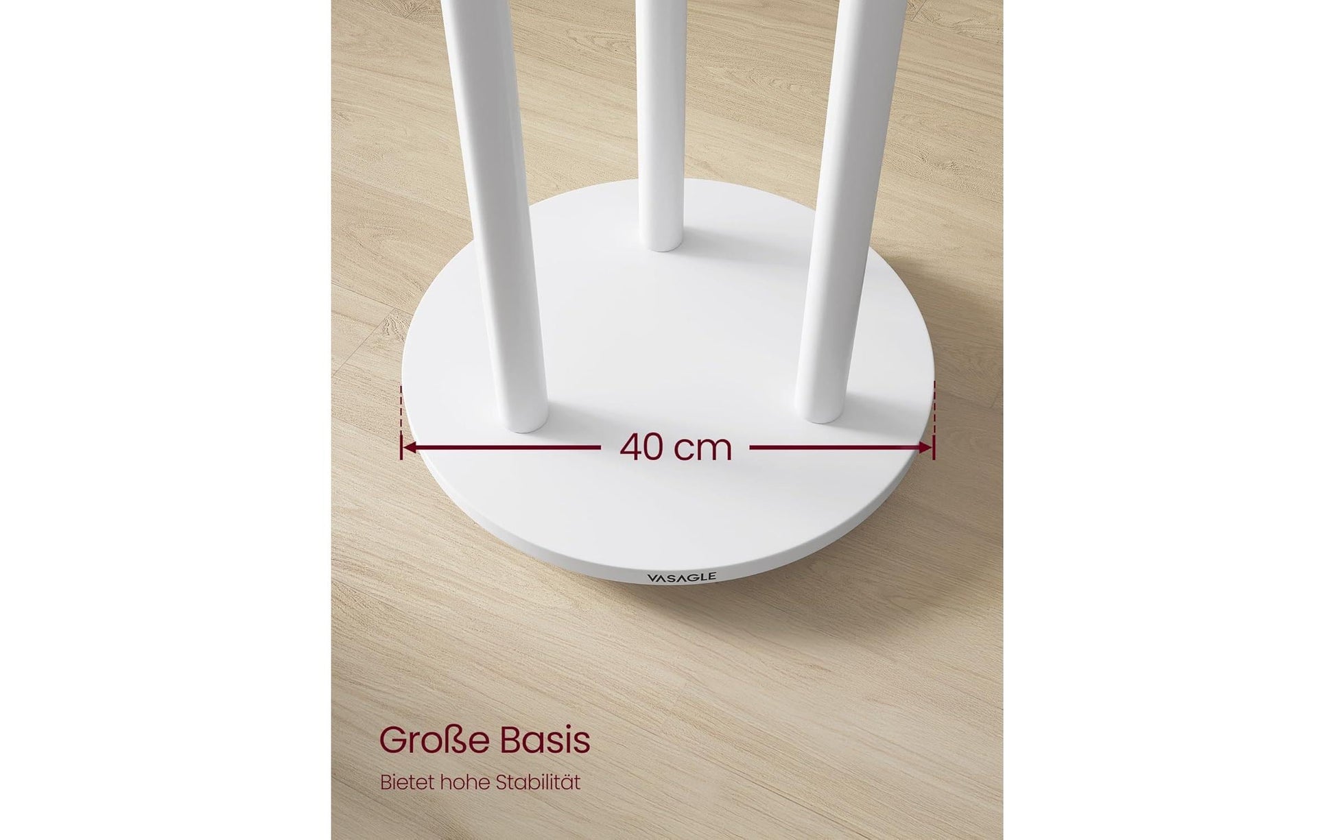 Vasagle Garderobenständer – 12 Haken, mit 3 Ablagen, Stahl/MDF, Weiss, Ø 40 × 175 cm