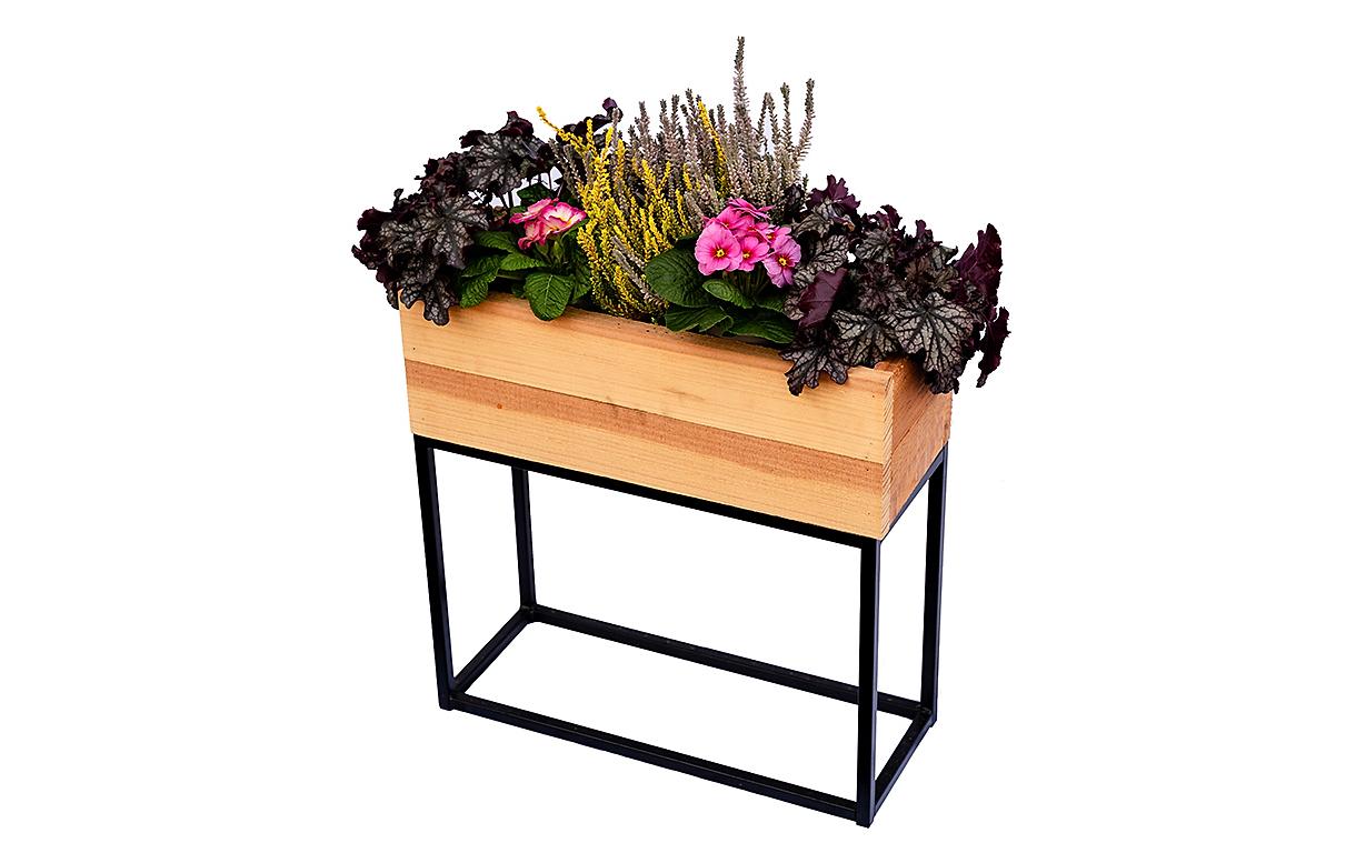 Innovesta Blumenkasten mit Untergestell – 50 × 50 × 20 cm – Holz (Douglasie), braun