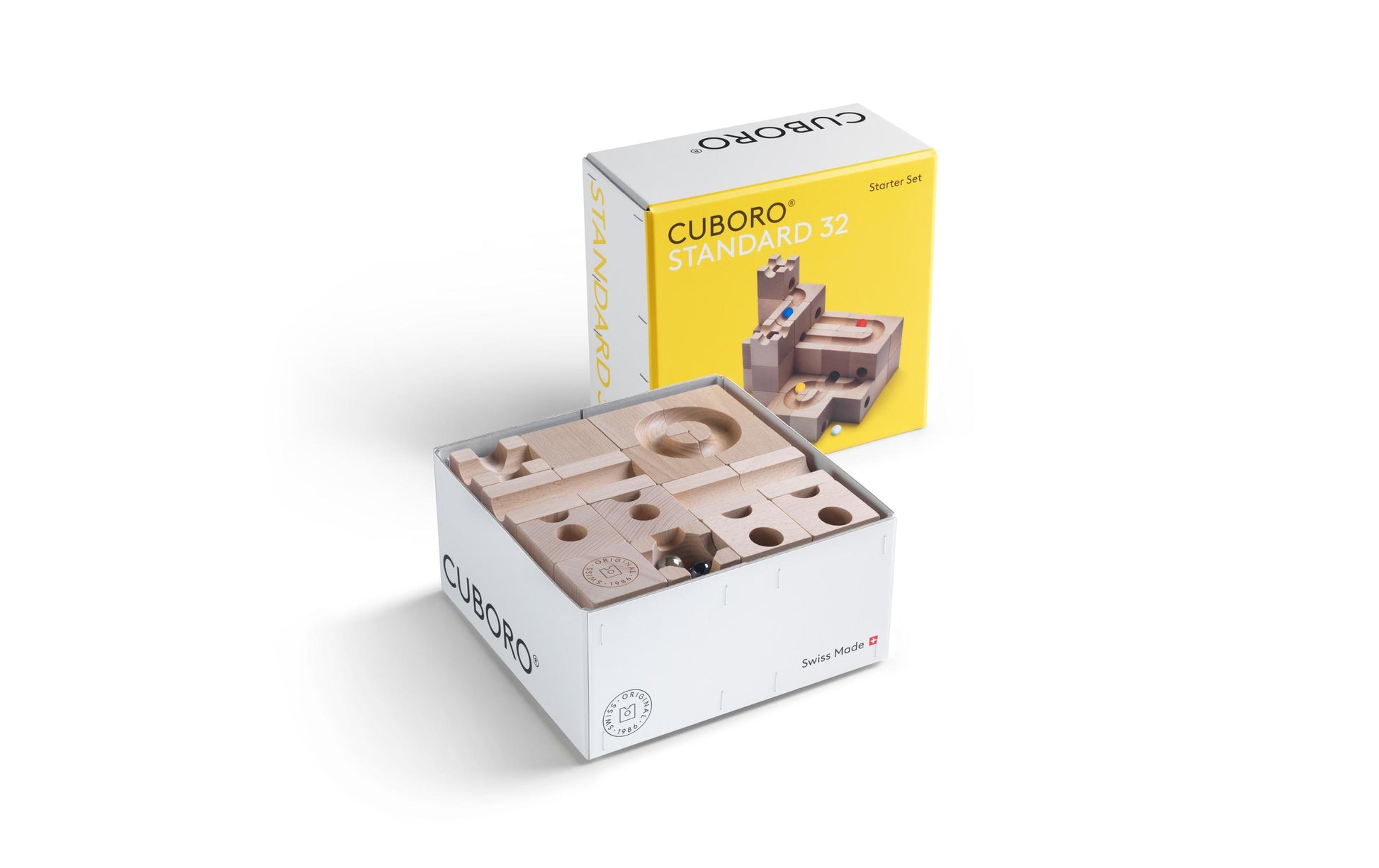 Cuboro Standard 32 Stapelblöcke – 37-teilig – ab 5 Jahren – Buche