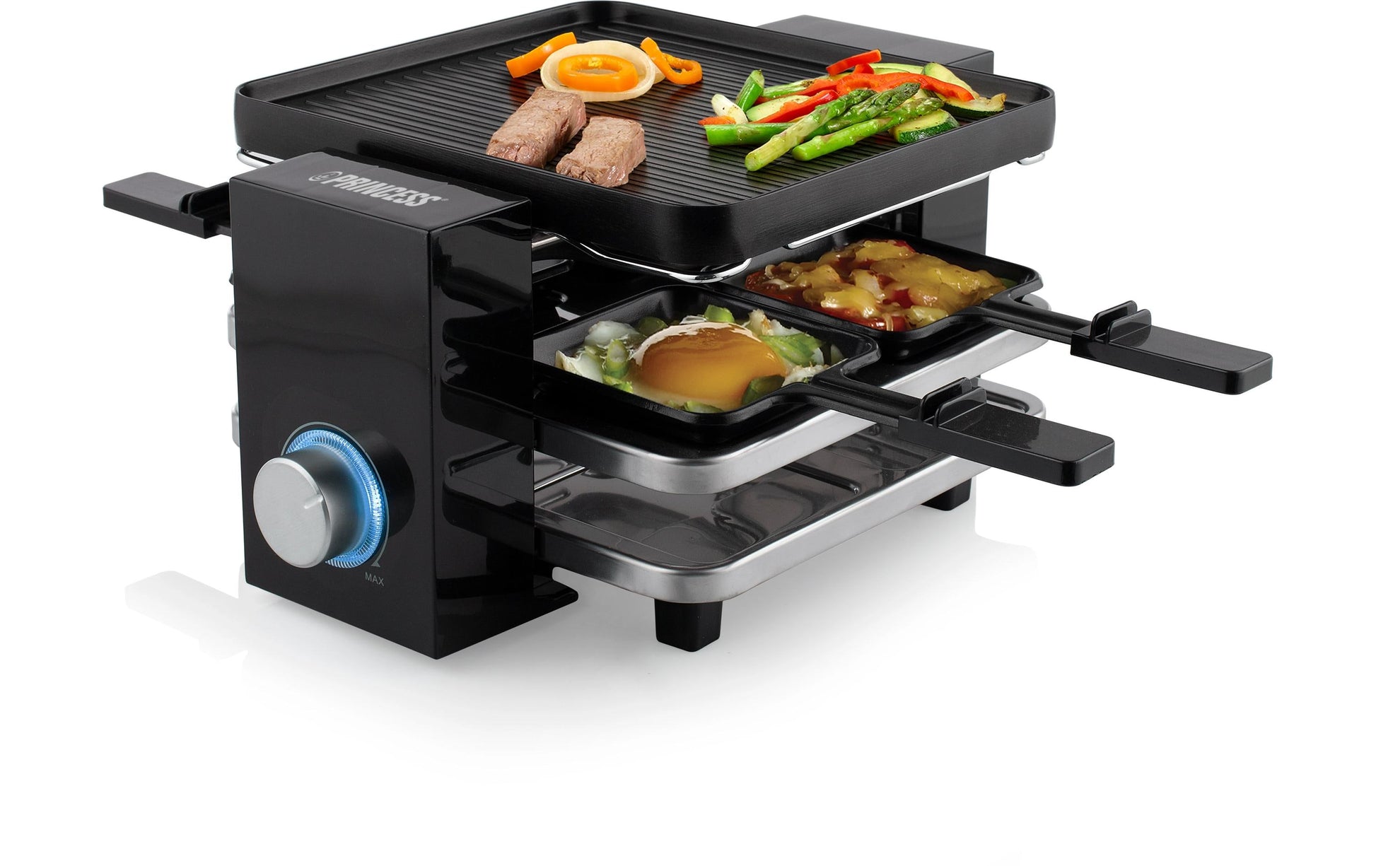Princess Raclette-Grill Raclette Piano 162915 – 4 Personen, 700 W – Schwarz
