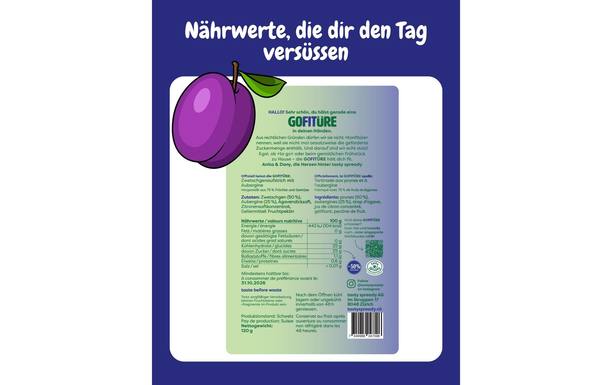 Gofitüre Vegane Zwetschgenkonfitüre – 120 g