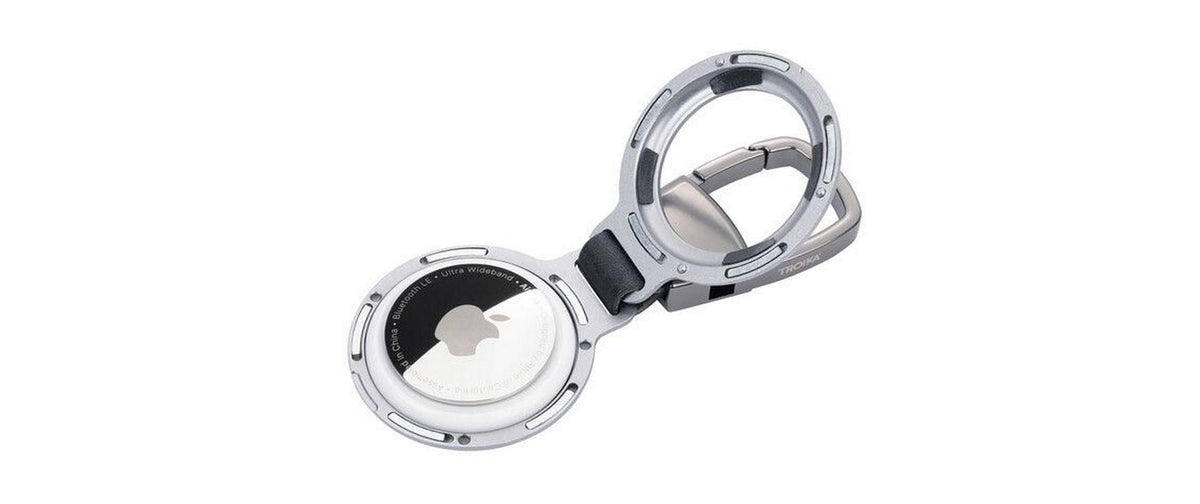 TROIKA AirTag Schlüsselanhänger für AirTag – Aluminium, Silber, 37 × 85 × 9 mm