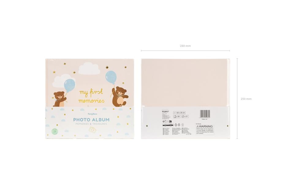 PartyDeco AZ4 Teddybär – Fotobuch, gebunden, mehrfarbig, 25 × 28 cm