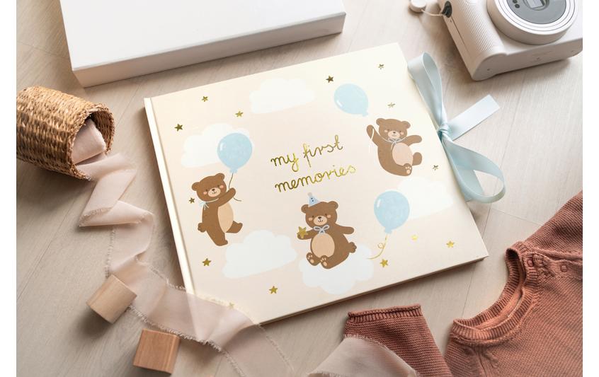 PartyDeco AZ4 Teddybär – Fotobuch, gebunden, mehrfarbig, 25 × 28 cm