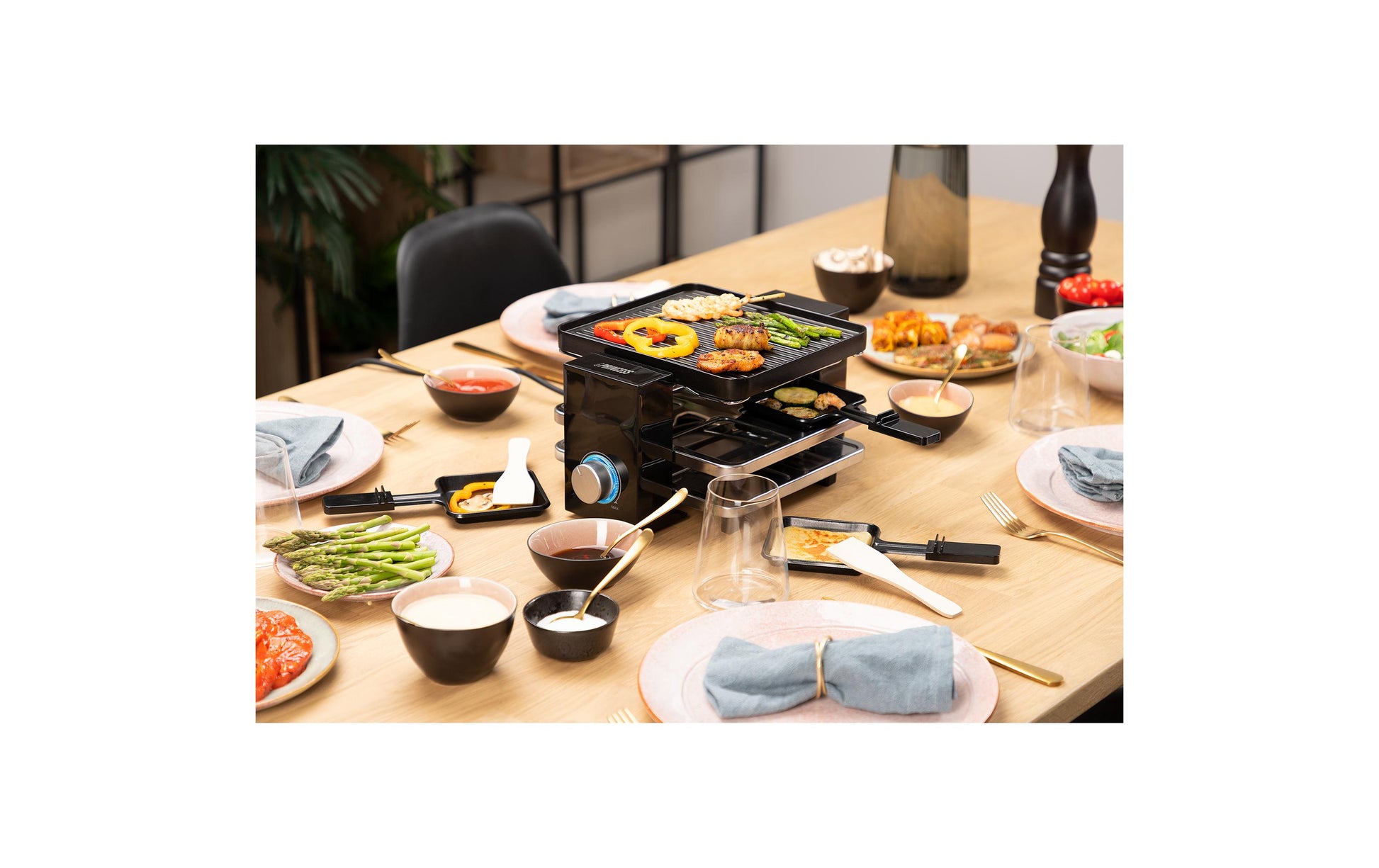 Princess Raclette-Grill Raclette Piano 162915 – 4 Personen, 700 W – Schwarz