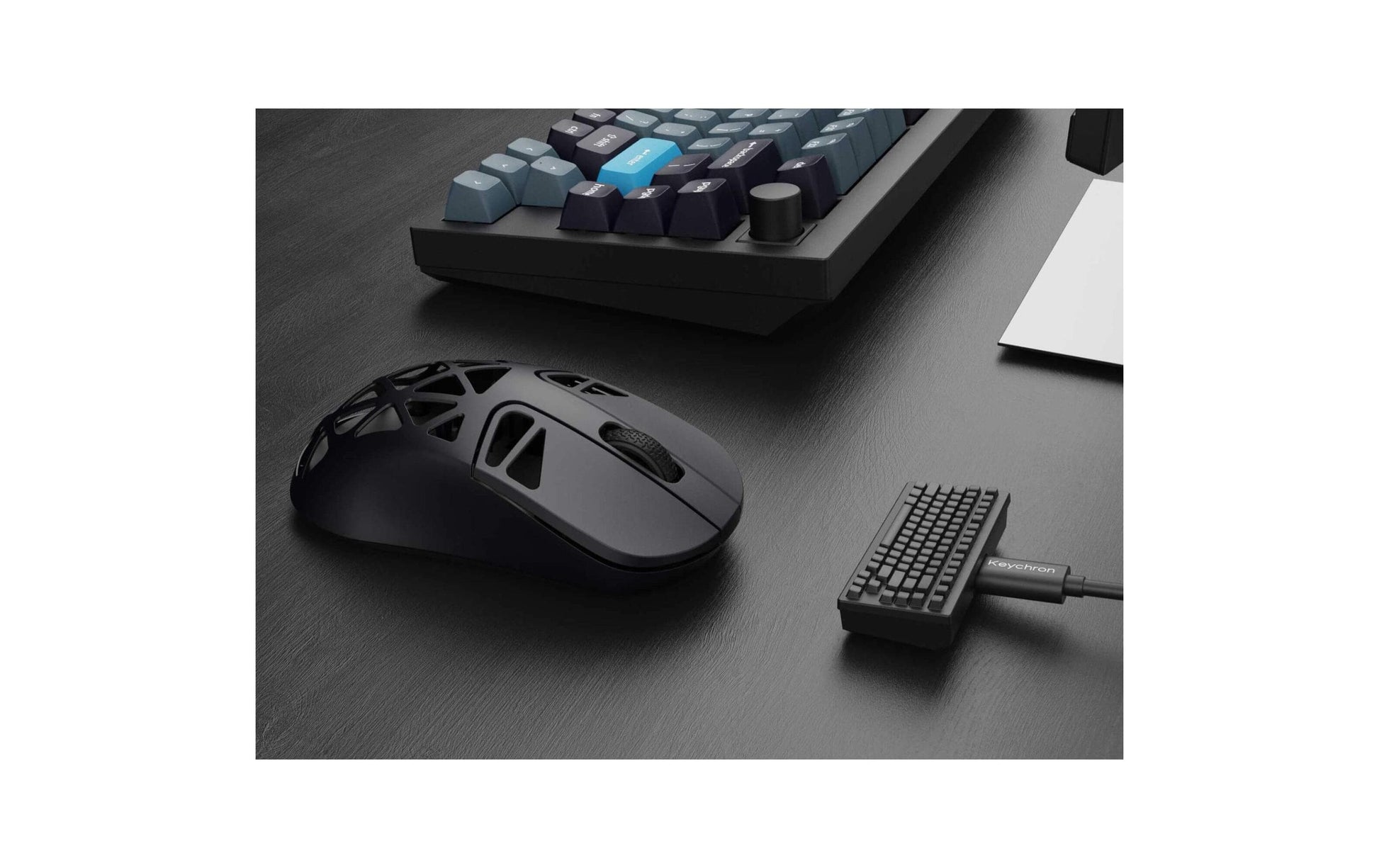 Keychron M3 Mini Metal Edition – Gaming-Maus – Kabellos (Bluetooth/2,4 GHz), 26000 DPI, Rechts, Grau, Schwarz