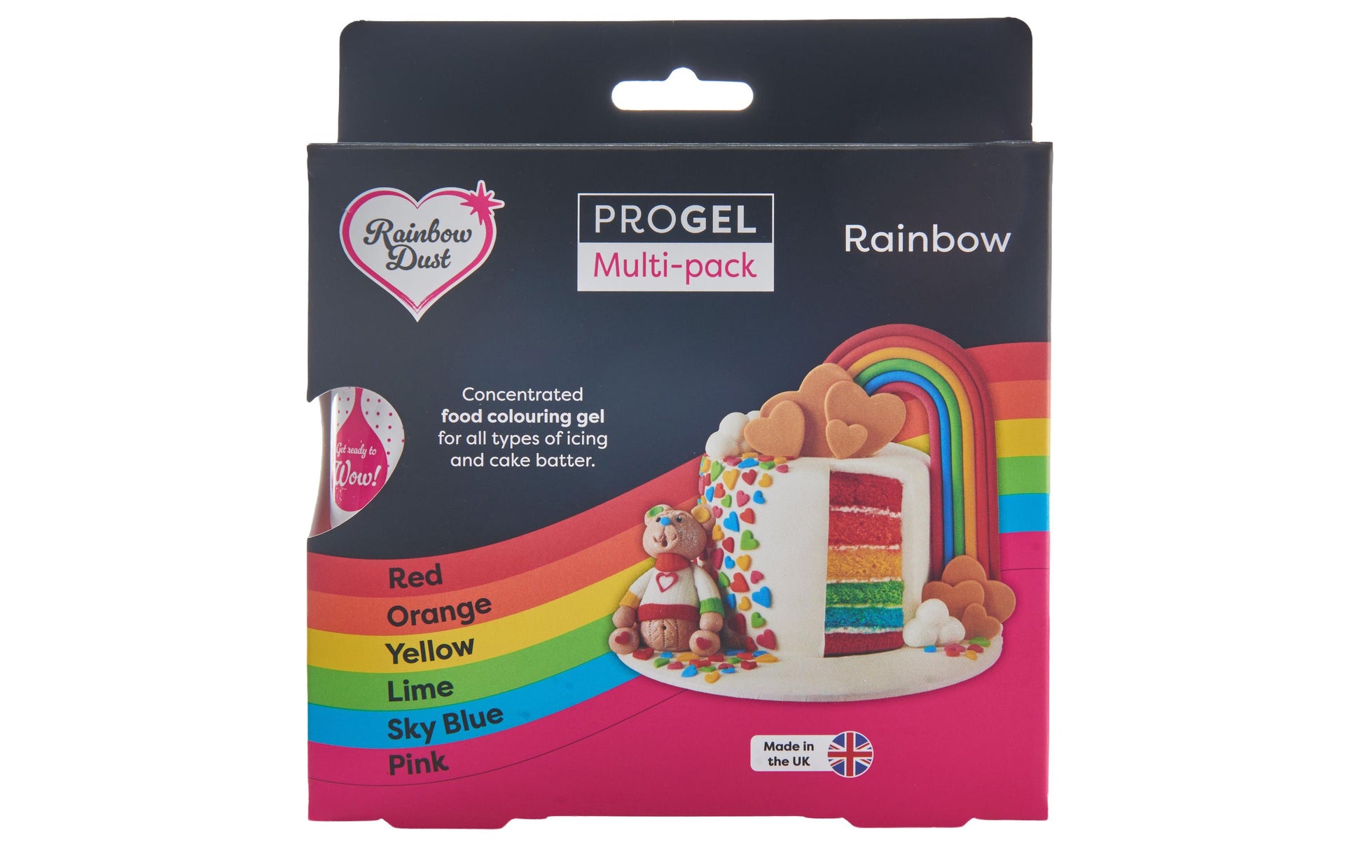 Rainbow dust ProGel Lebensmittelfarbe Regenbogen, flüssig – 6×25 g