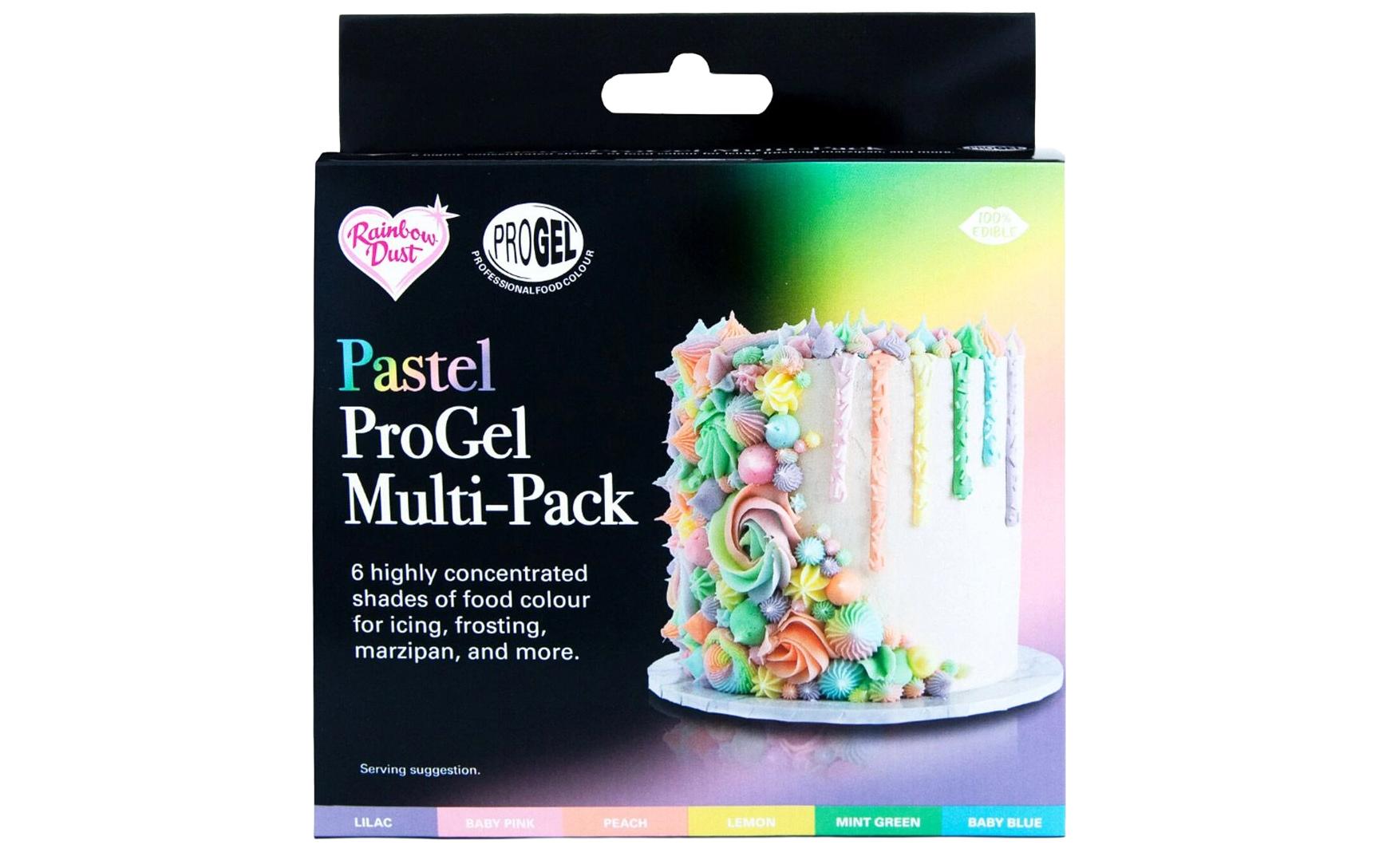 Rainbow dust ProGel Lebensmittelfarbe Pastell, flüssig – 6×25 g