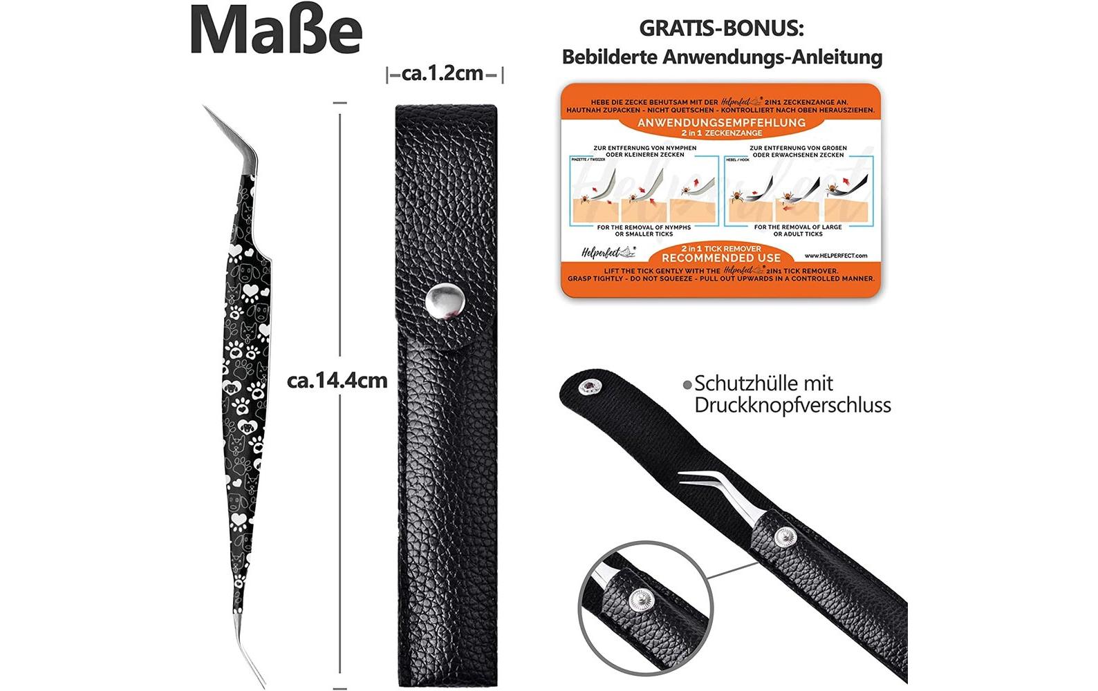 Helperfect Zeckenzange – schwarz, 1 Stück