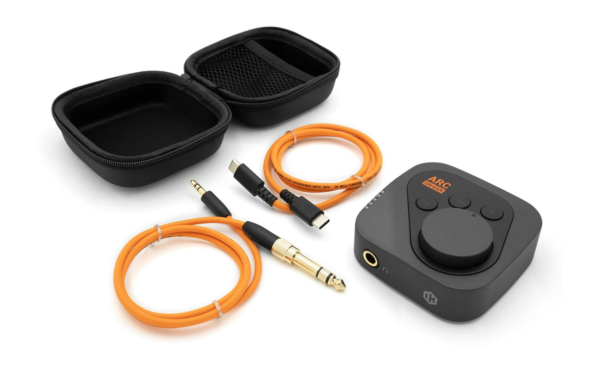 IK Multimedia ARC ON-EA – Tragbarer DAC/Kopfhörerverstärker – 3,5 mm/6,3 mm Klinke, USB-C – 4 h