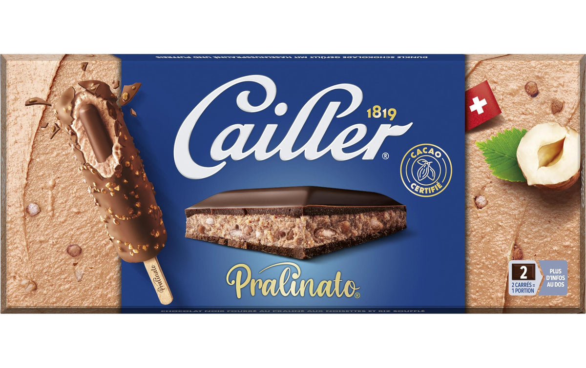 Cailler Pralinato Tafelschokolade – Haselnusspraliné – 96 g