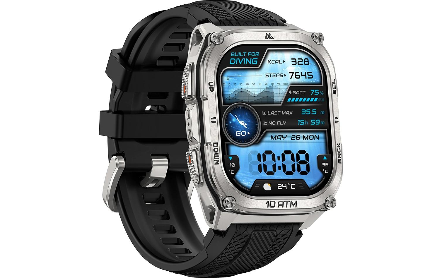 Kospet Tank M4 43 mm GPS – Silber, 100 m, für Android, iOS