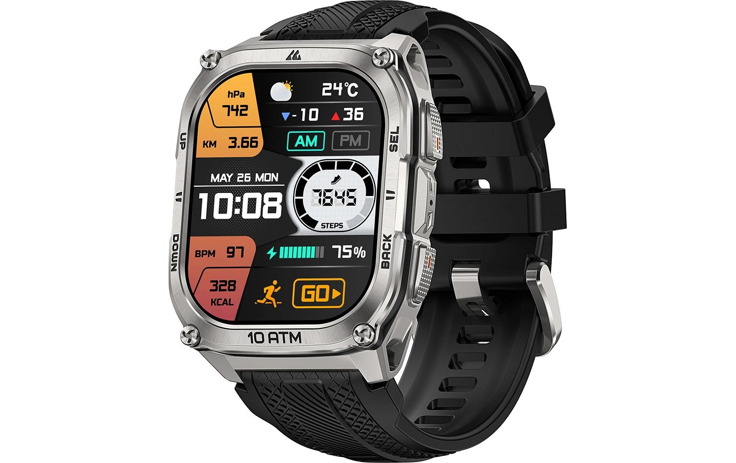 Kospet Tank M4 43 mm GPS – Silber, 100 m, für Android, iOS