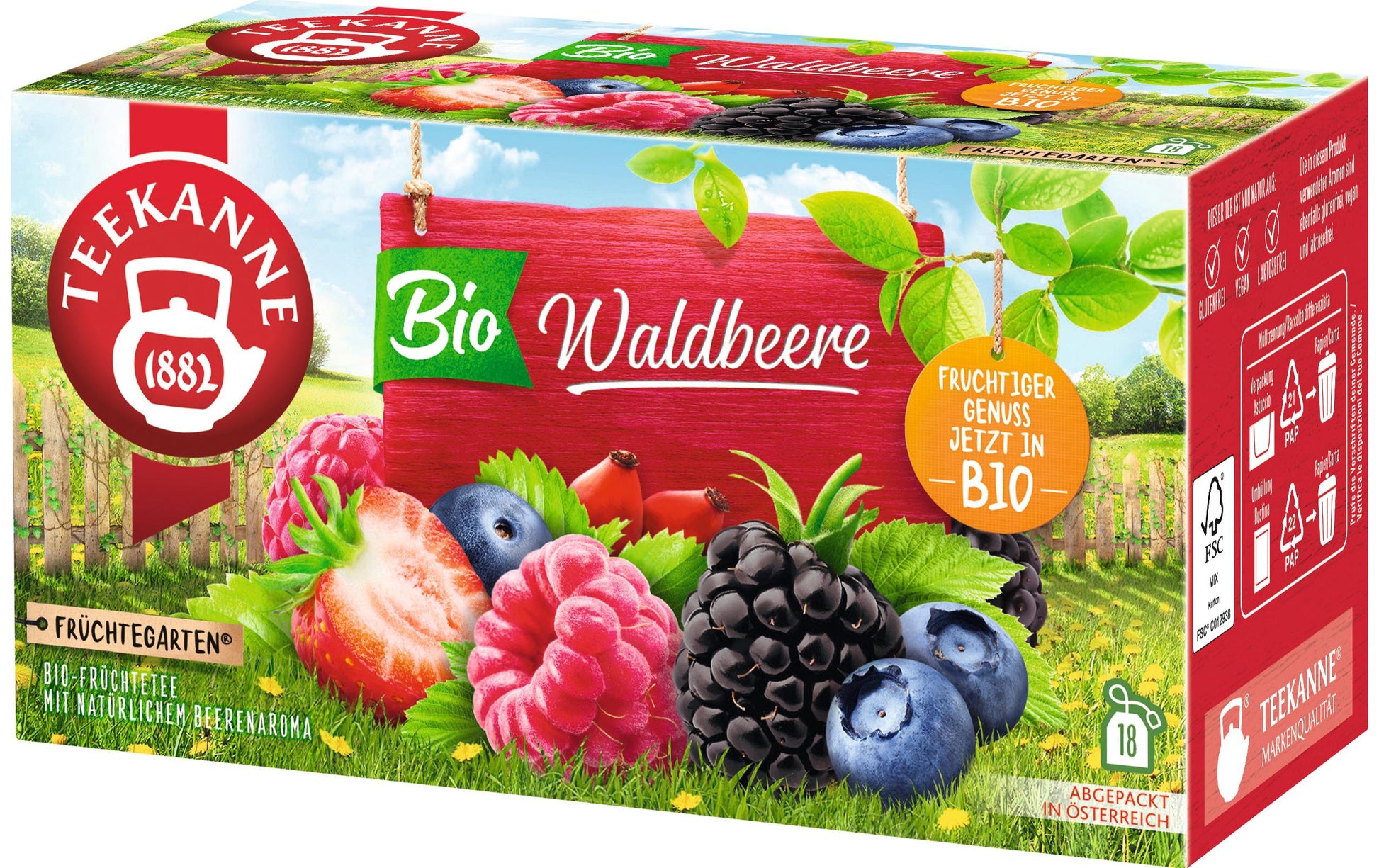 Teekanne Früchtetee Waldbeere – Teebeutel 18 Beutel – Bio