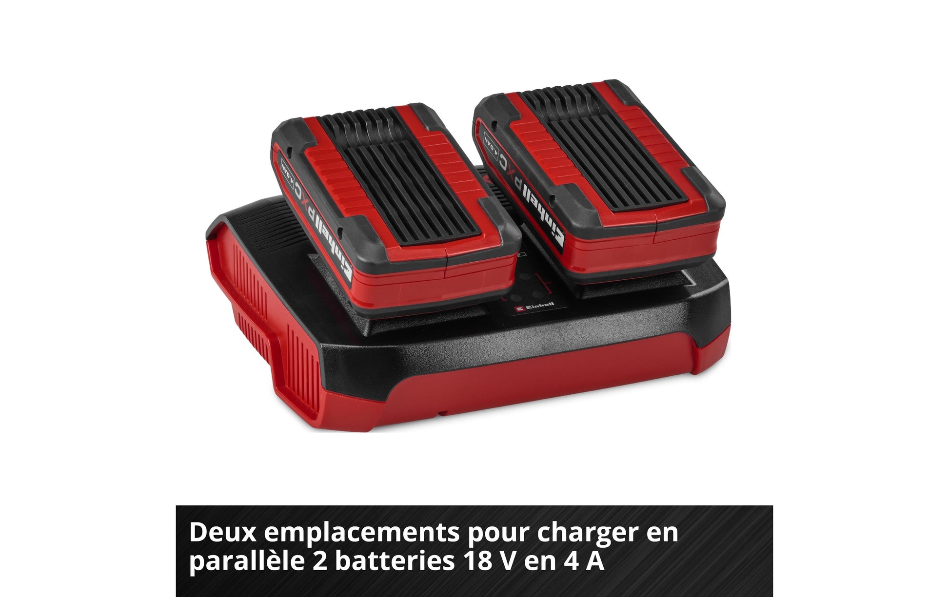 Einhell Power-X-Twincharger Batterieladegerät 4 A – für Einhell Power X-Change 18 V, Li-Ion, Ladezeit 25 min