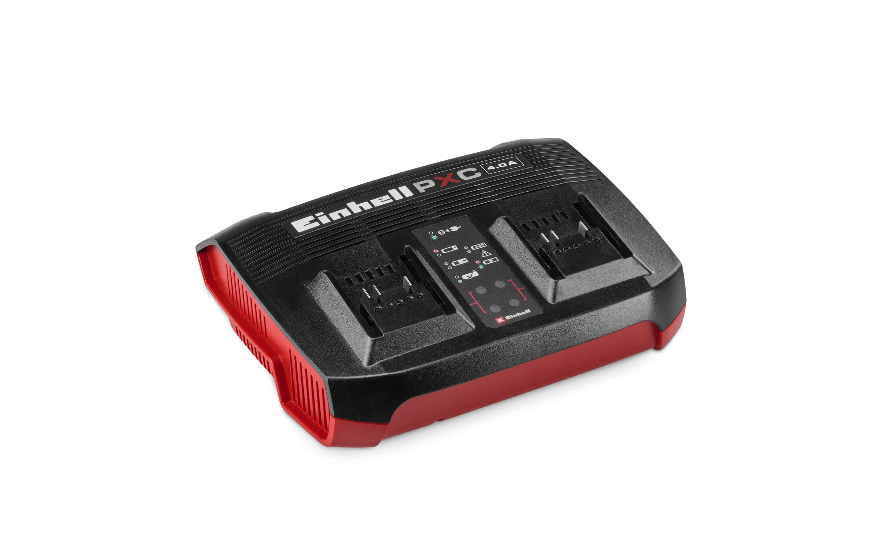 Einhell Power-X-Twincharger Batterieladegerät 4 A – für Einhell Power X-Change 18 V, Li-Ion, Ladezeit 25 min