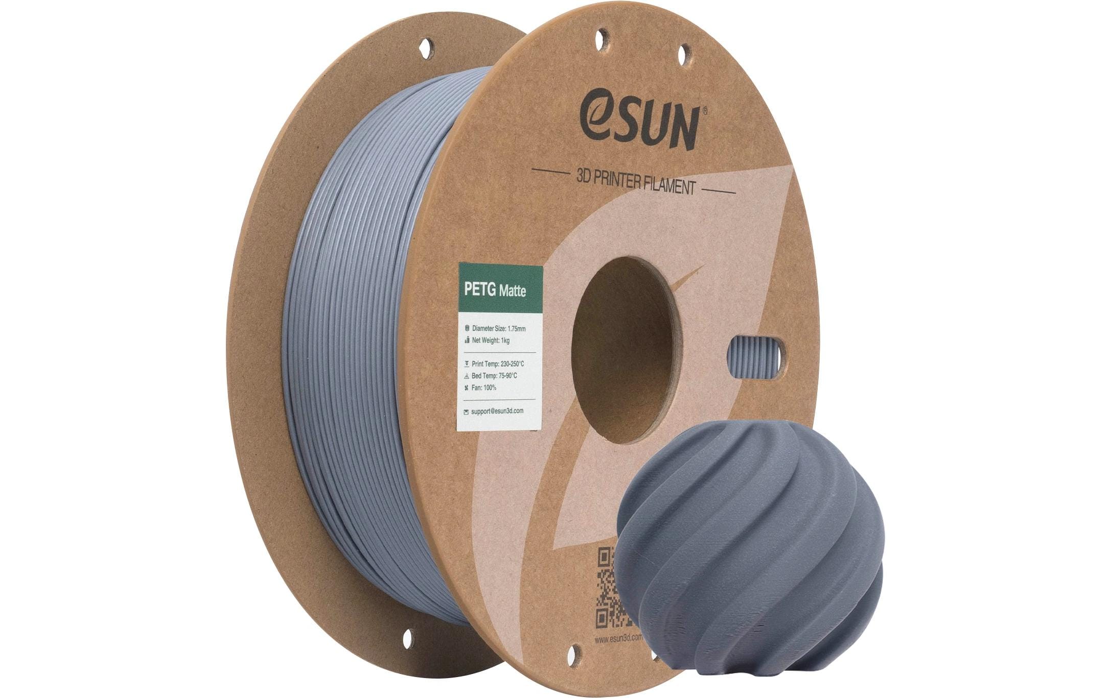 Esun 3D-Drucker-Filament Hyper PETG 1,75 mm Dunkelgrau, matt, 1 kg