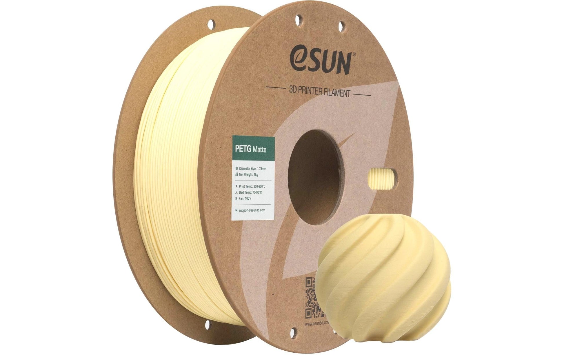 Esun 3D-Drucker-Filament Hyper PETG 1,75 mm Mandelgelb, Matt, 1 kg