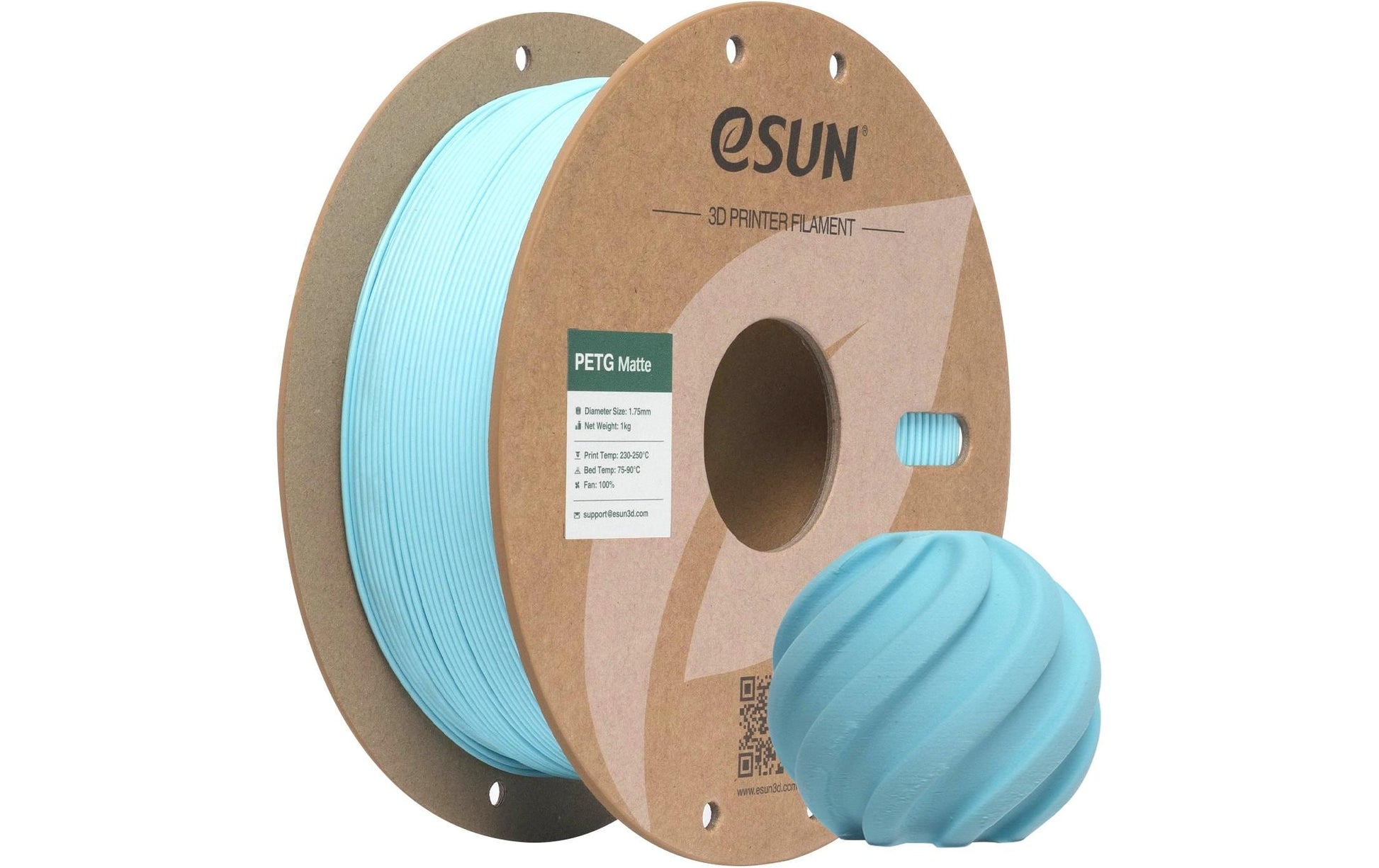 Esun 3D-Drucker-Filament Hyper PETG 1,75 mm Hellblau, matt, 1 kg