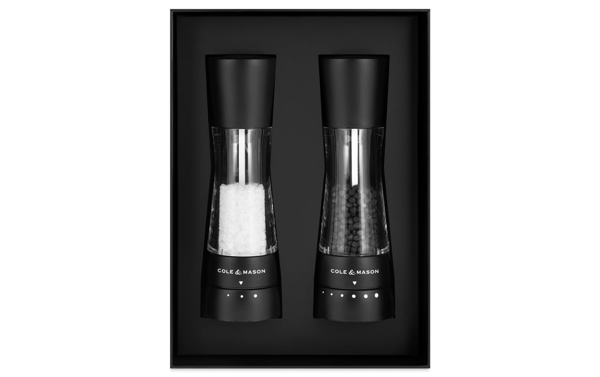 Cole & Mason Derwent – Salz-/Pfeffermühle Ø 6 × 19 cm, Buche/Acryl/Edelstahl, schwarz matt