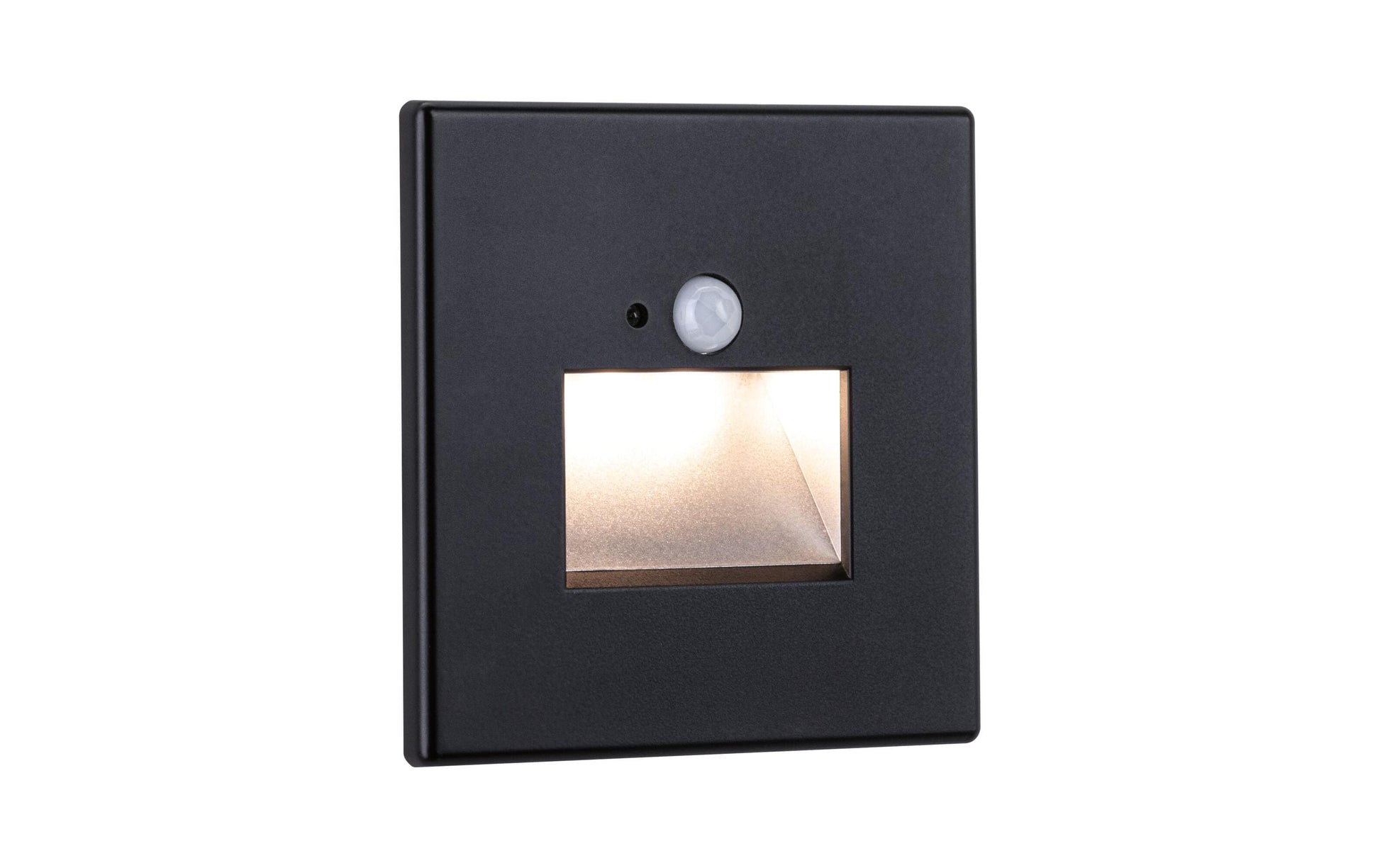 Paulmann Wandeinbauleuchte Edge Quadro eckig 80 – 120 lm, 2700 K, Schwarz, Bewegungssensor