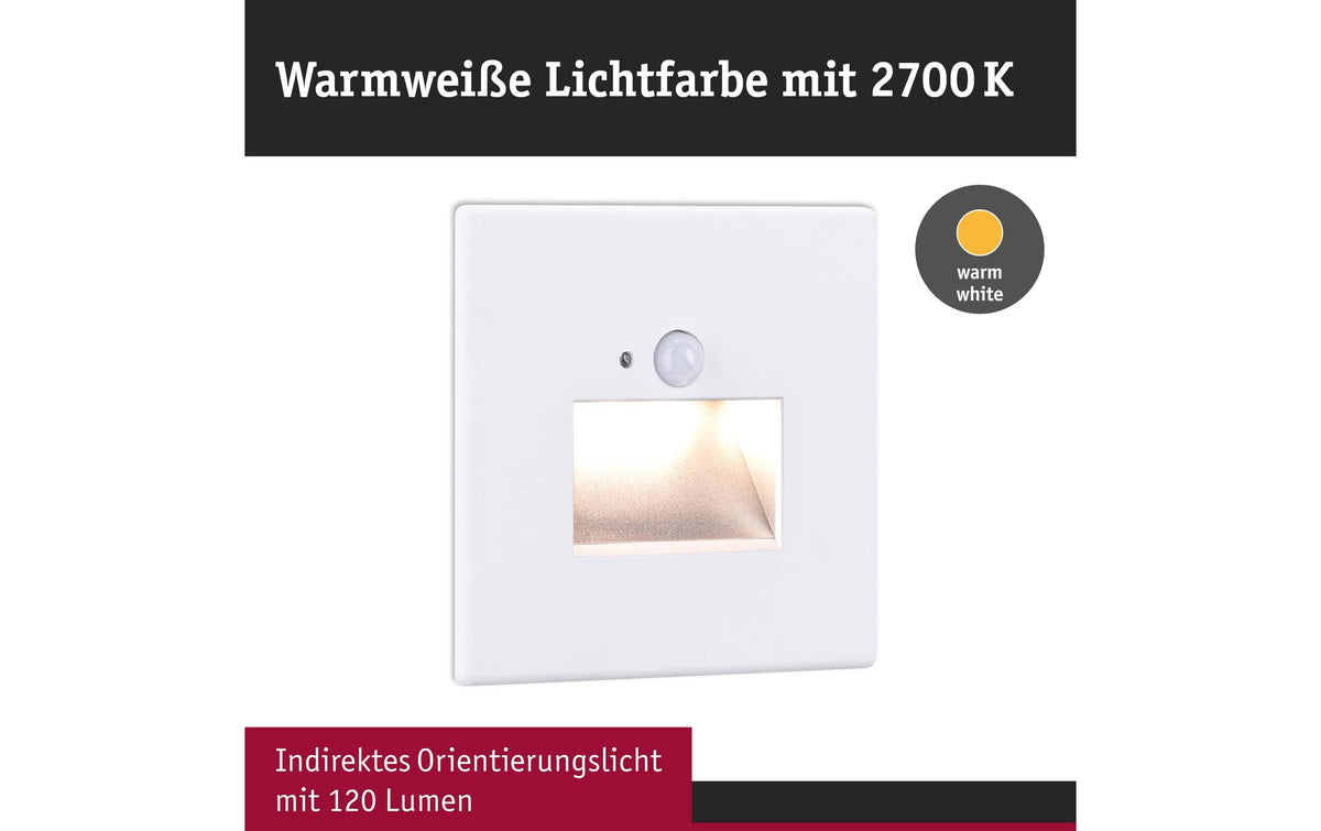 Paulmann Wandeinbauleuchte Edge Quadro eckig 80 – 120 lm, 1,2 W, 2700 K, weiss