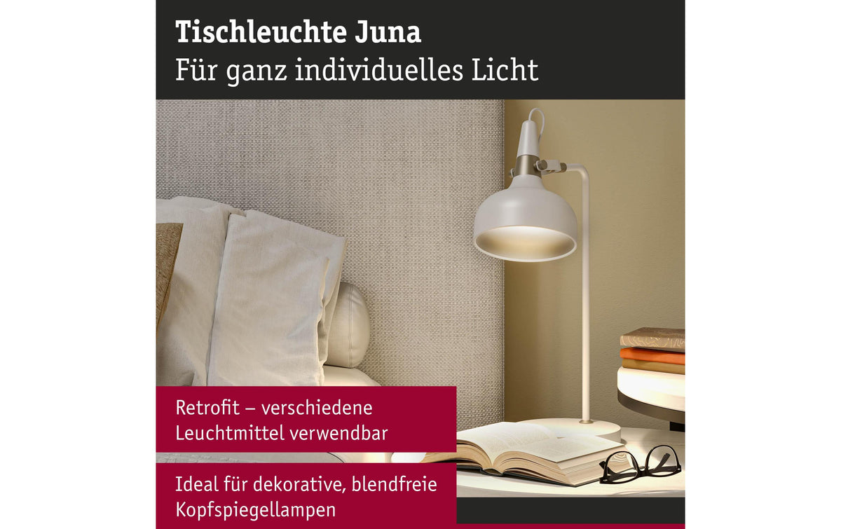 Paulmann Tischleuchte Juna – E14, max. 20 W, 2700–4000 K, dimmbar – Weiss