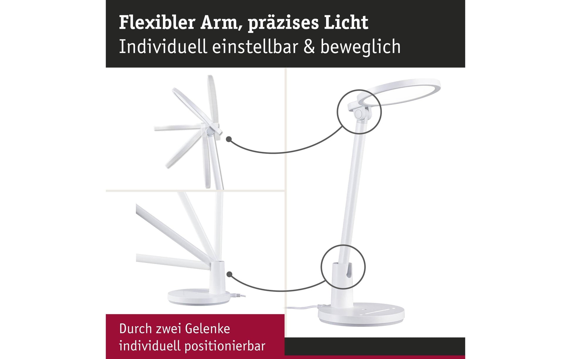 Paulmann Tischleuchte Darba – 1640 lm, 15 W, 4000 K, dimmbar, weiss