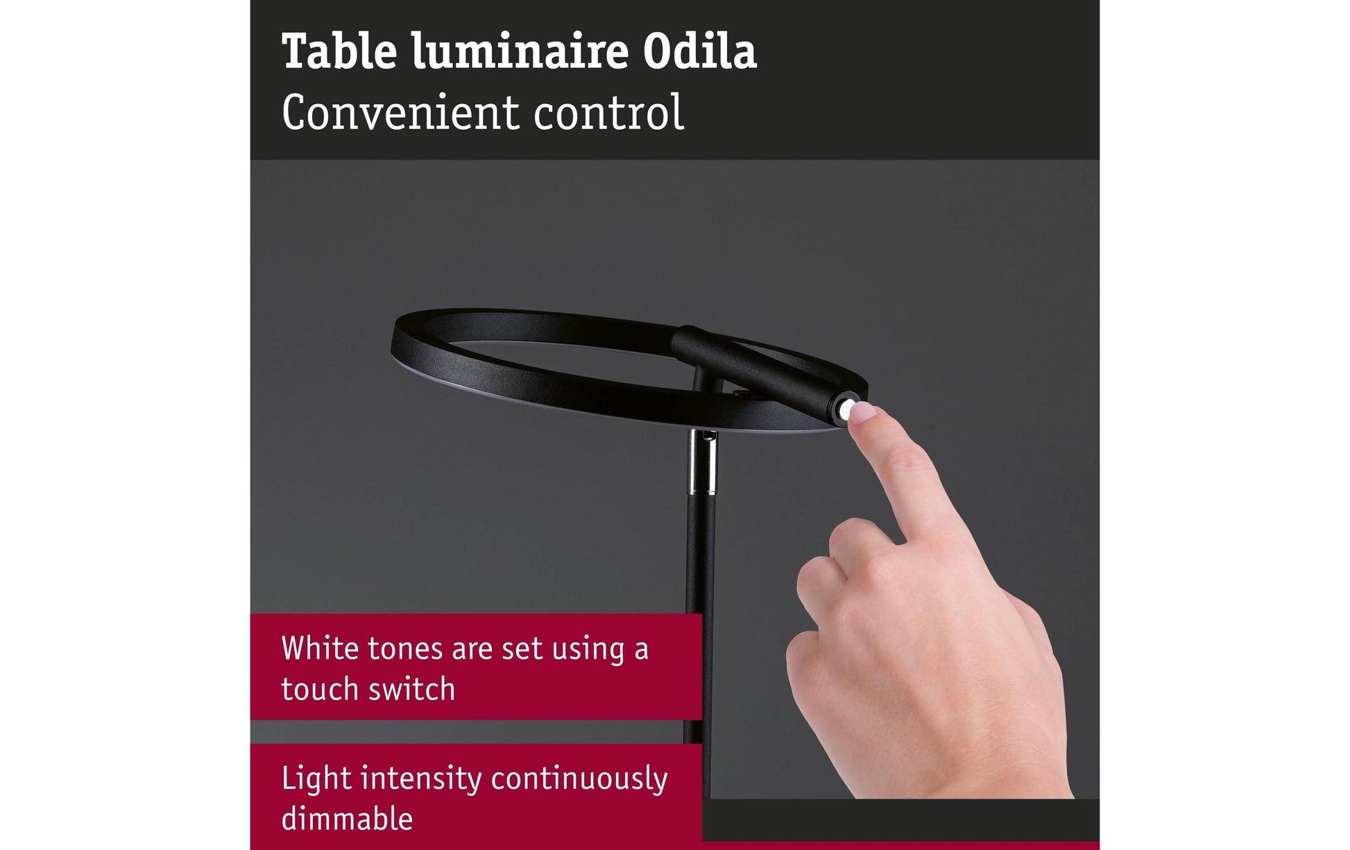 Paulmann Tischleuchte Odila Tunable – 1540 lm, 10,4 W, 2200–2700 K, dimmbar, schwarz/chrom