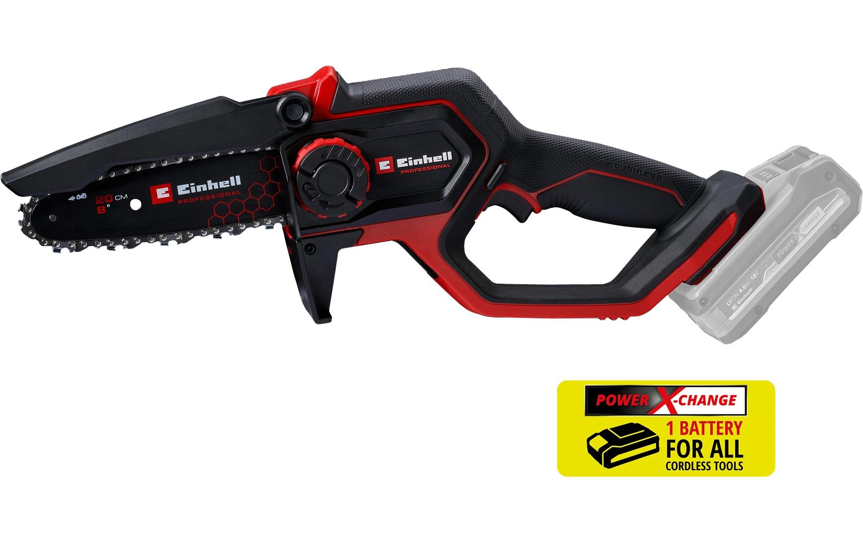 Einhell professional Einhell GP-PS 18/20 Li bürstenlose Akku-Astkettensäge – 18/20 V – Schwertlänge 192 mm – Solo – Power X-Change