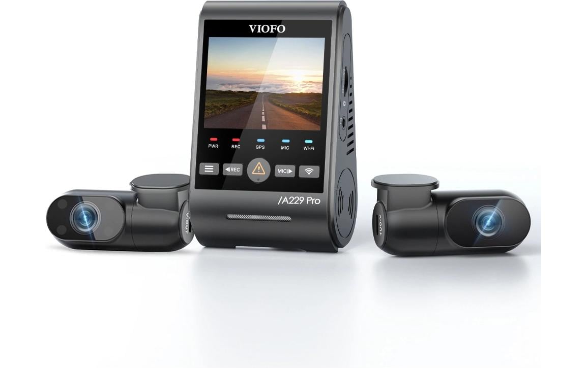 Viofo A229 Pro 3CH – 4K, GPS, WLAN, microSD bis 512 GB, Rückfahrkamera, 2,4", schwarz