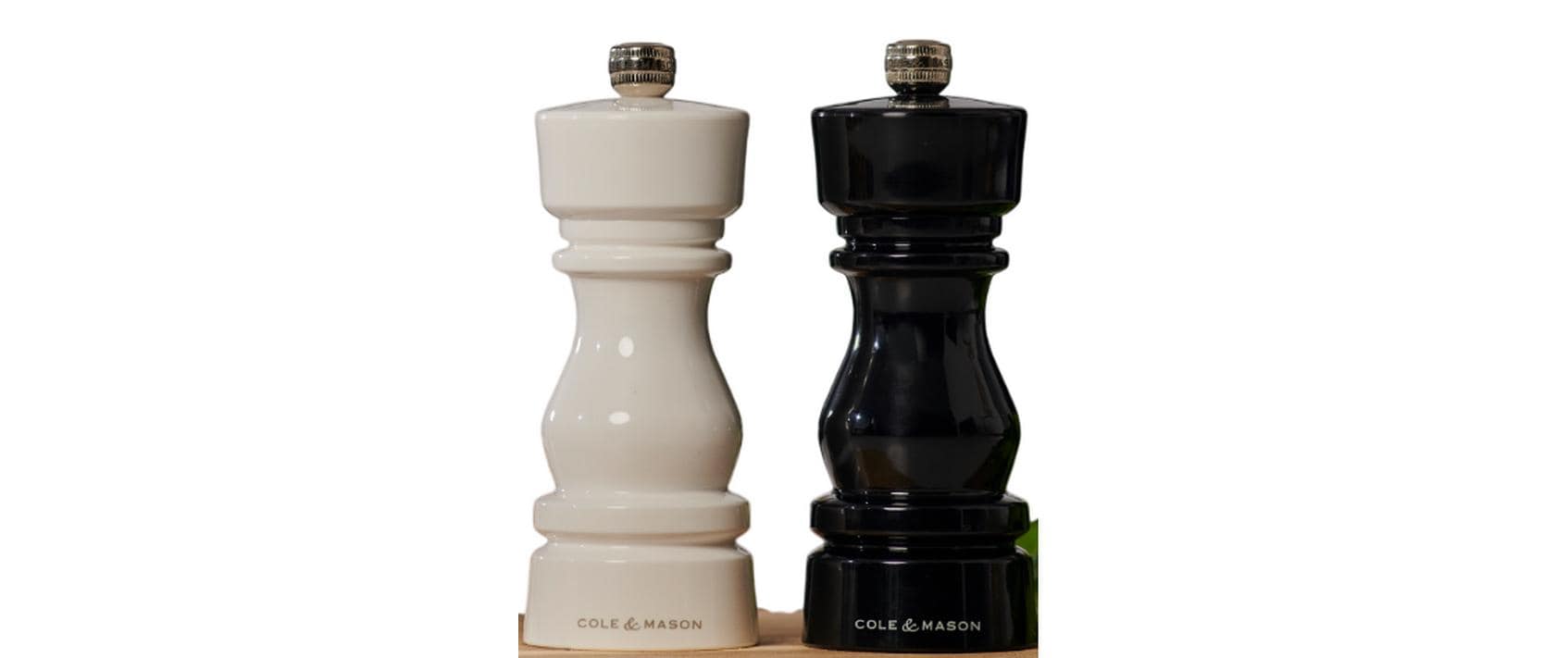 Cole & Mason Salz- und Pfeffermühle Ø 6 × 15 cm, Gummibaumholz, Braun/Weiss