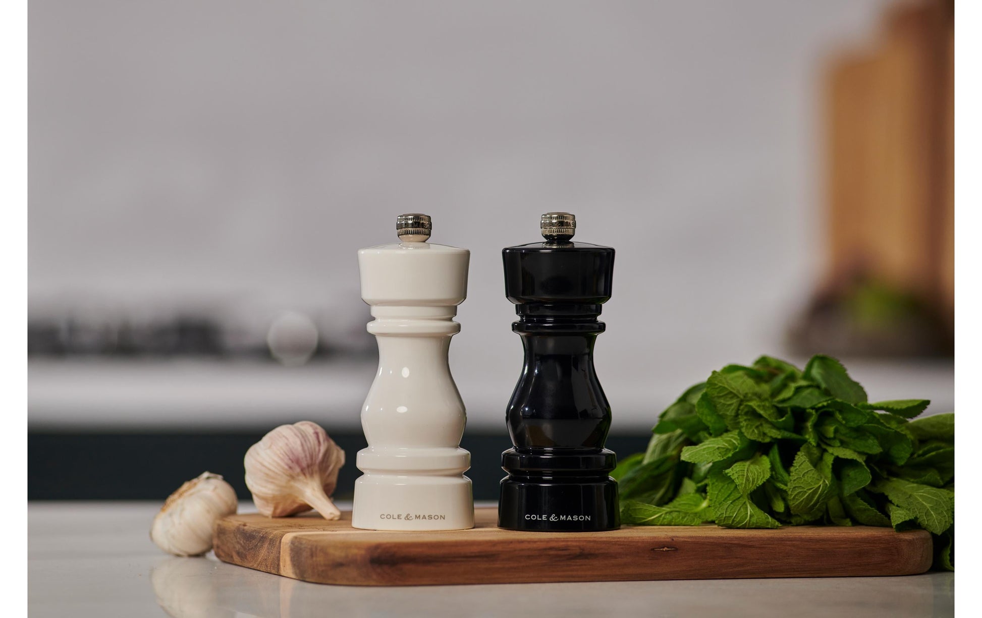 Cole & Mason Salz- und Pfeffermühle Ø 6 × 15 cm, Gummibaumholz, Braun/Weiss