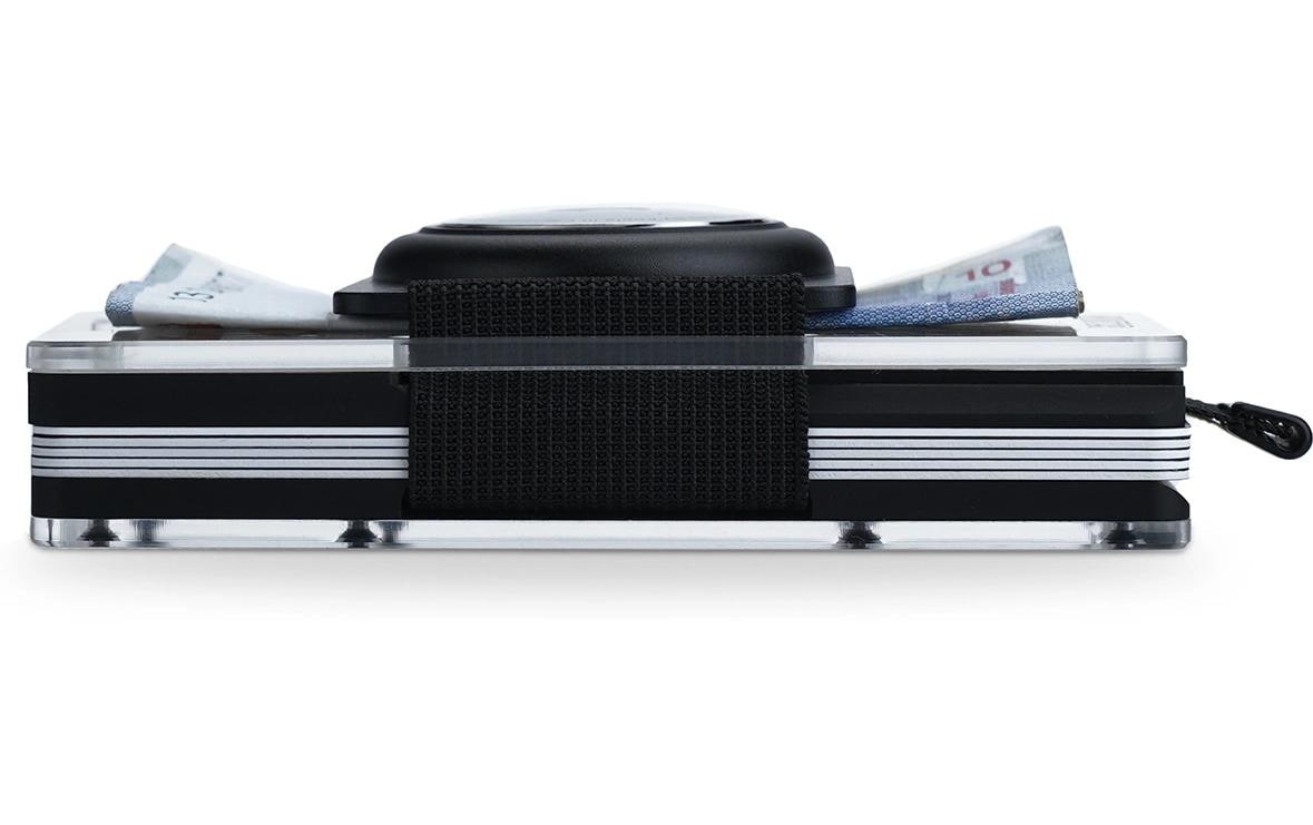 Aviator Kartenetui – RFID-Schutz, Münzfach, ohne Verschluss – für AirTag – Schwarz – Karbonfaser – SLIDE