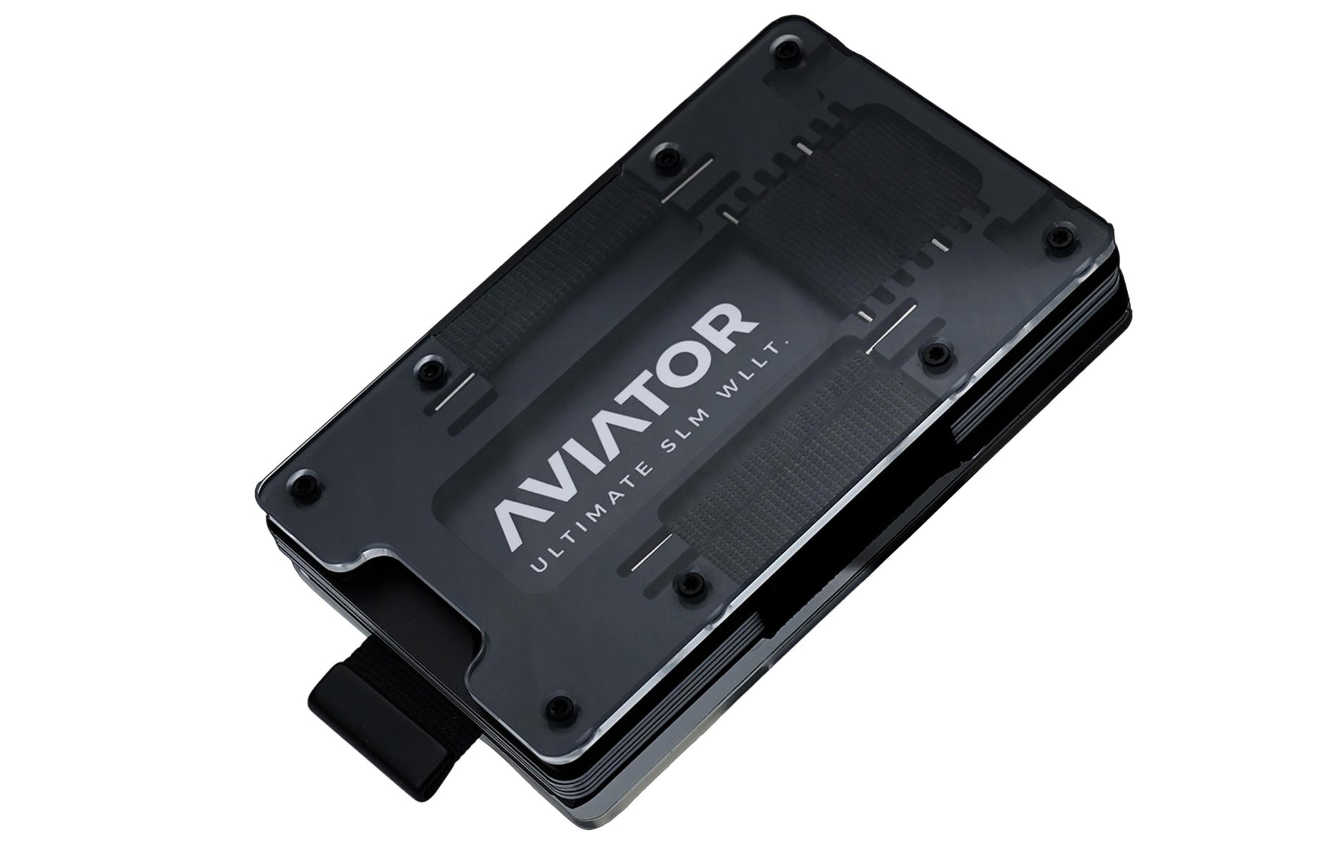 Aviator Kartenetui – RFID-Schutz, mit Münzfach, Gummizug – Schwarz, Kohlefaser – SLIDE