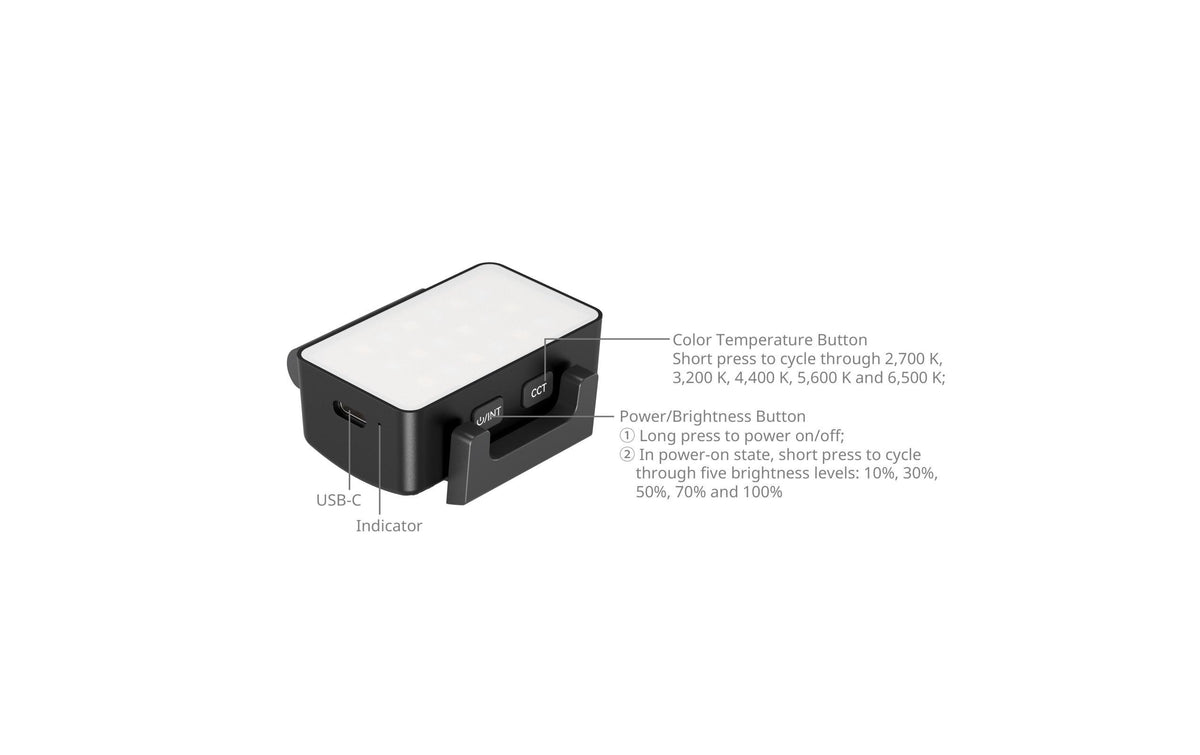 SmallRig LED-Videoleuchte Bi-Color – 2700–6500 K, dimmbar – 480 Lux – für DJI Osmo Pocket 3