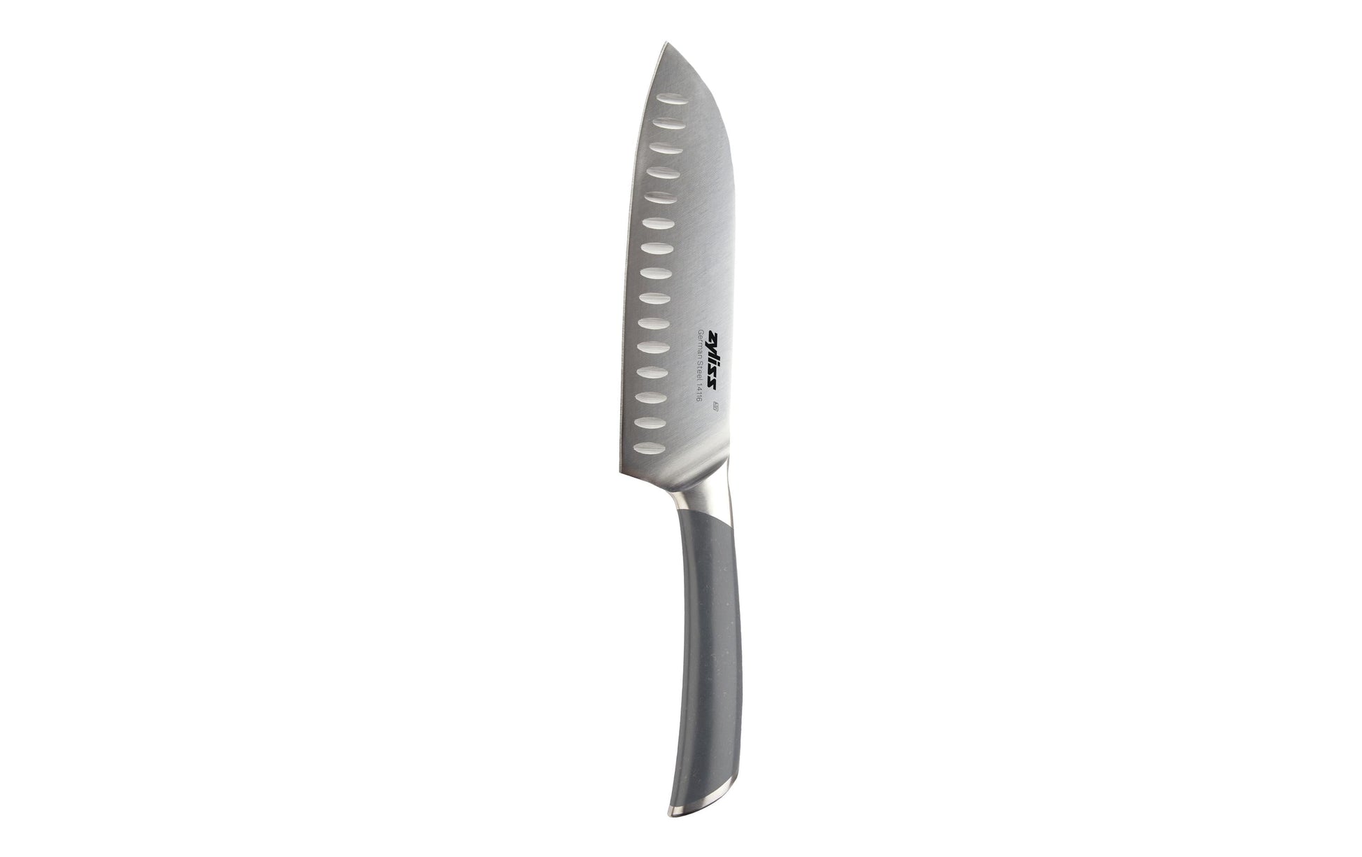 Zyliss Santokumesser 18,5 cm, Edelstahlklinge, Edelstahlgriff, grau
