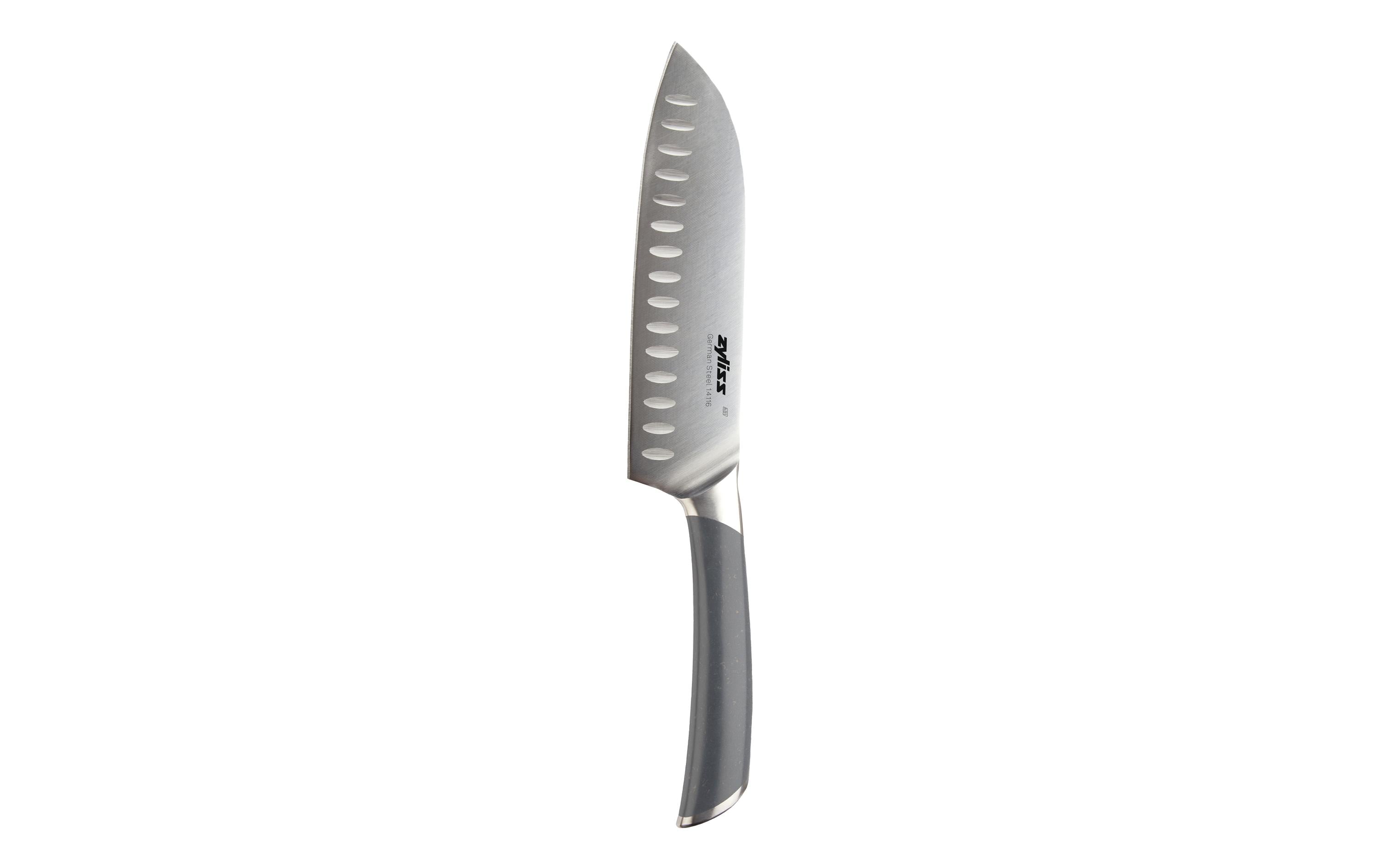 Zyliss Santokumesser 18,5 cm, Edelstahlklinge, Edelstahlgriff, grau