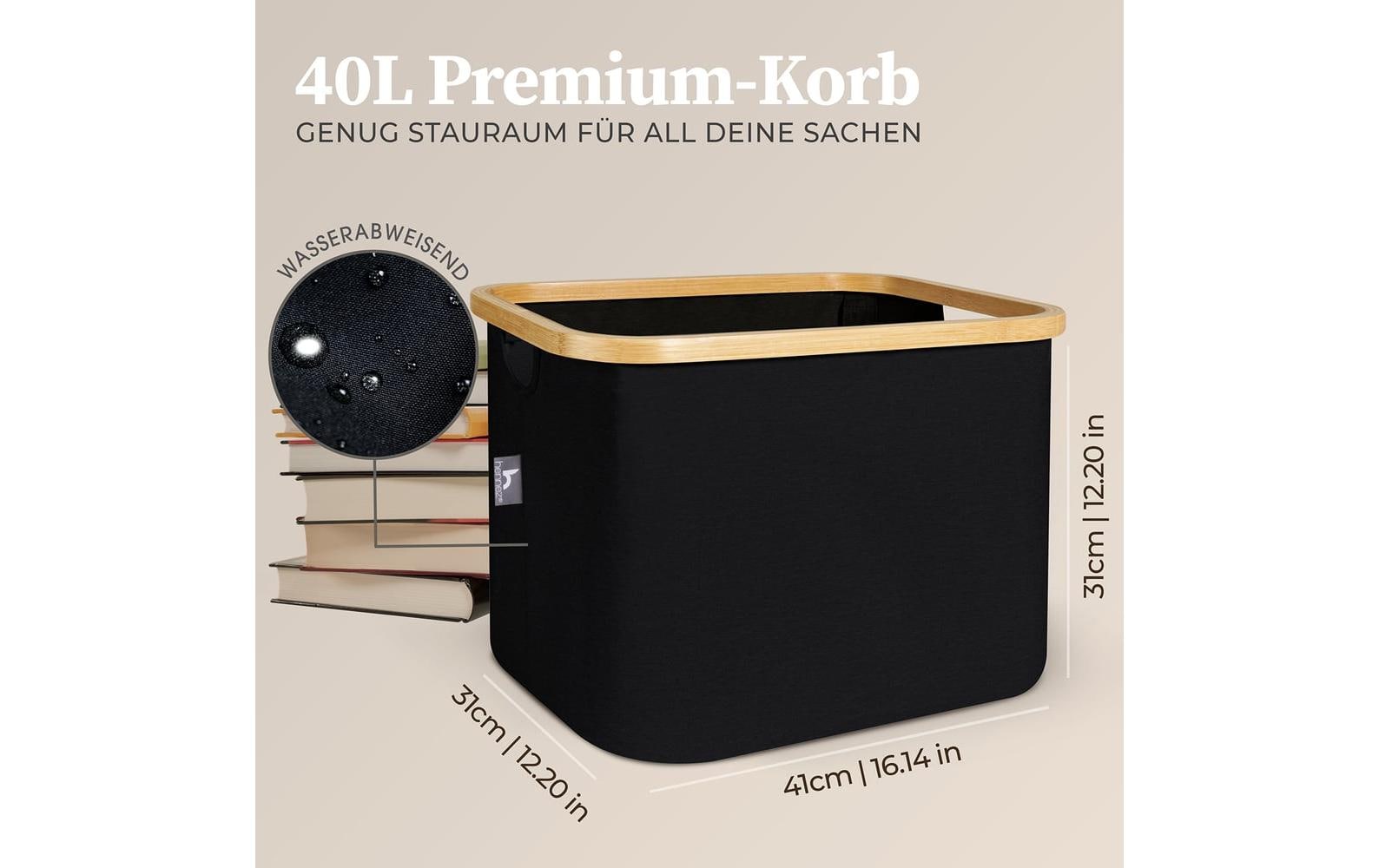 Hennez Adrian Aufbewahrungskorb 40 l – Polyester – Schwarz – 310 × 410 × 310 mm