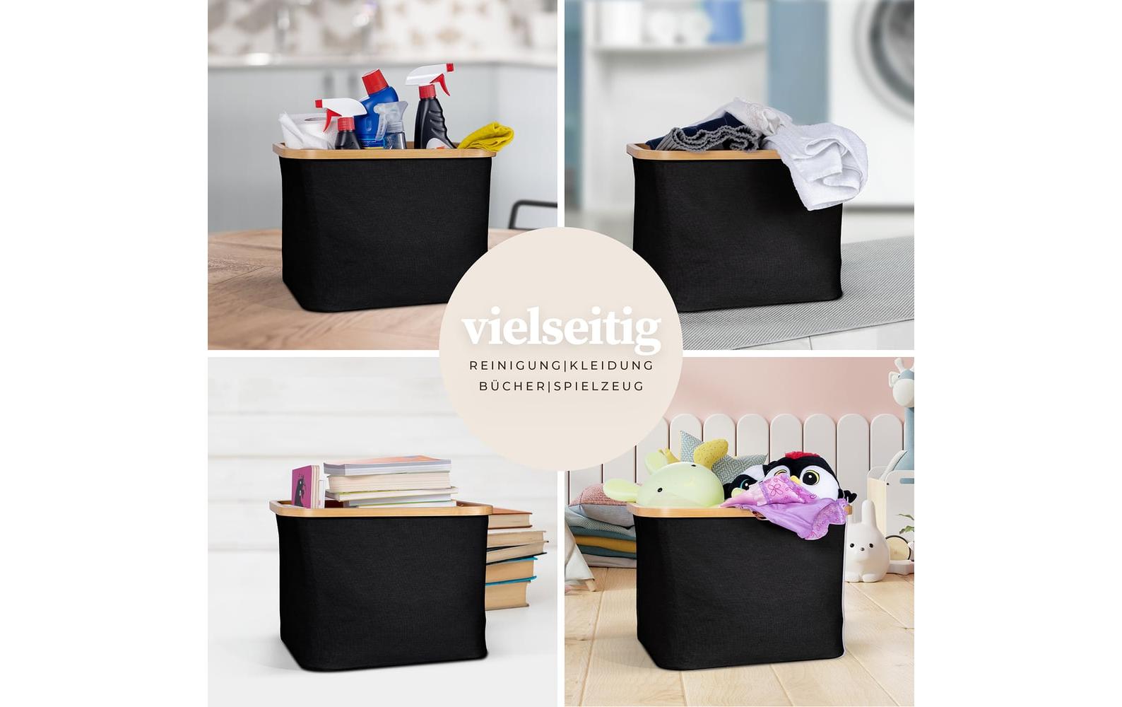 Hennez Adrian Aufbewahrungskorb 40 l – Polyester – Schwarz – 310 × 410 × 310 mm