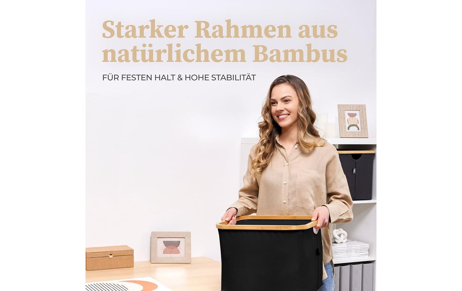 Hennez Adrian Aufbewahrungskorb 40 l – Polyester – Schwarz – 310 × 410 × 310 mm